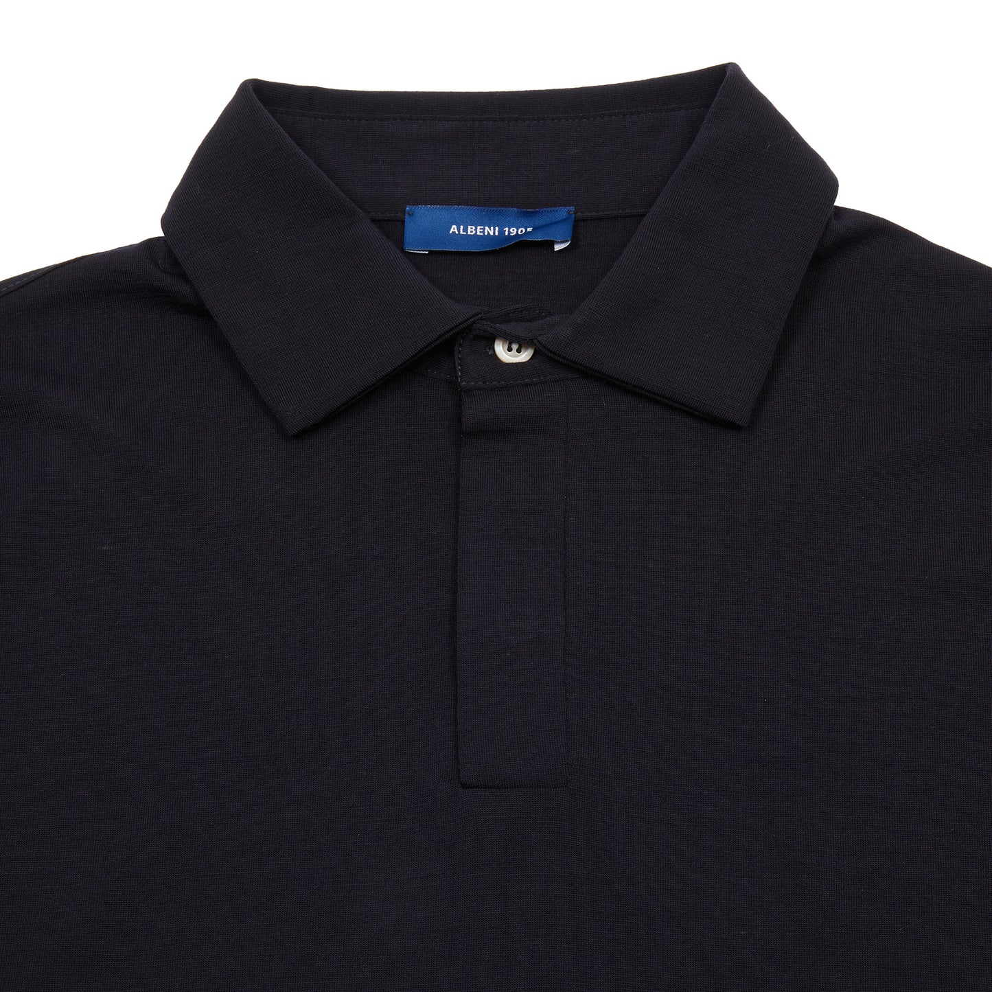 Albeni Merino Long Sleeve Polo Shirt in Night Blue