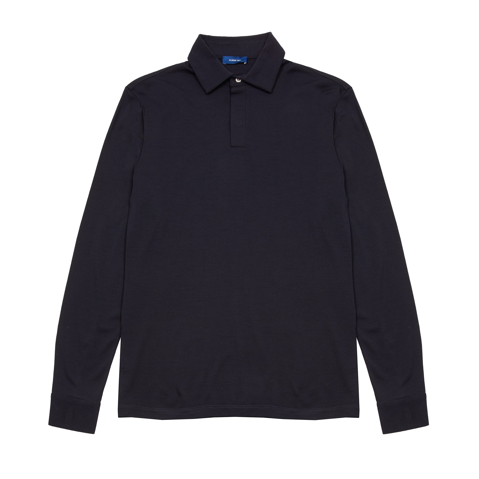 Albeni Merino Long Sleeve Polo Shirt in Night Blue