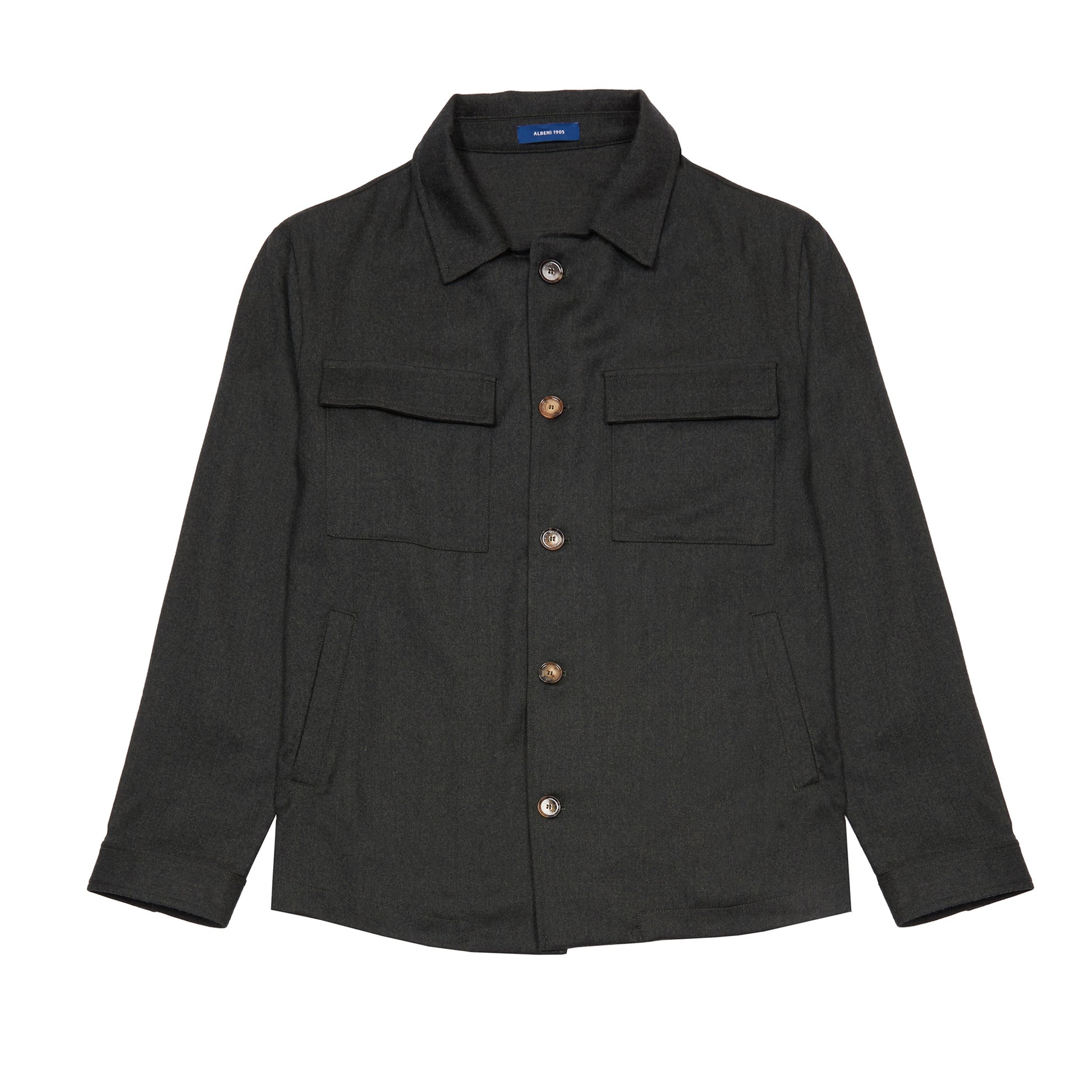 Albeni Merino Overshirt in Dark Green