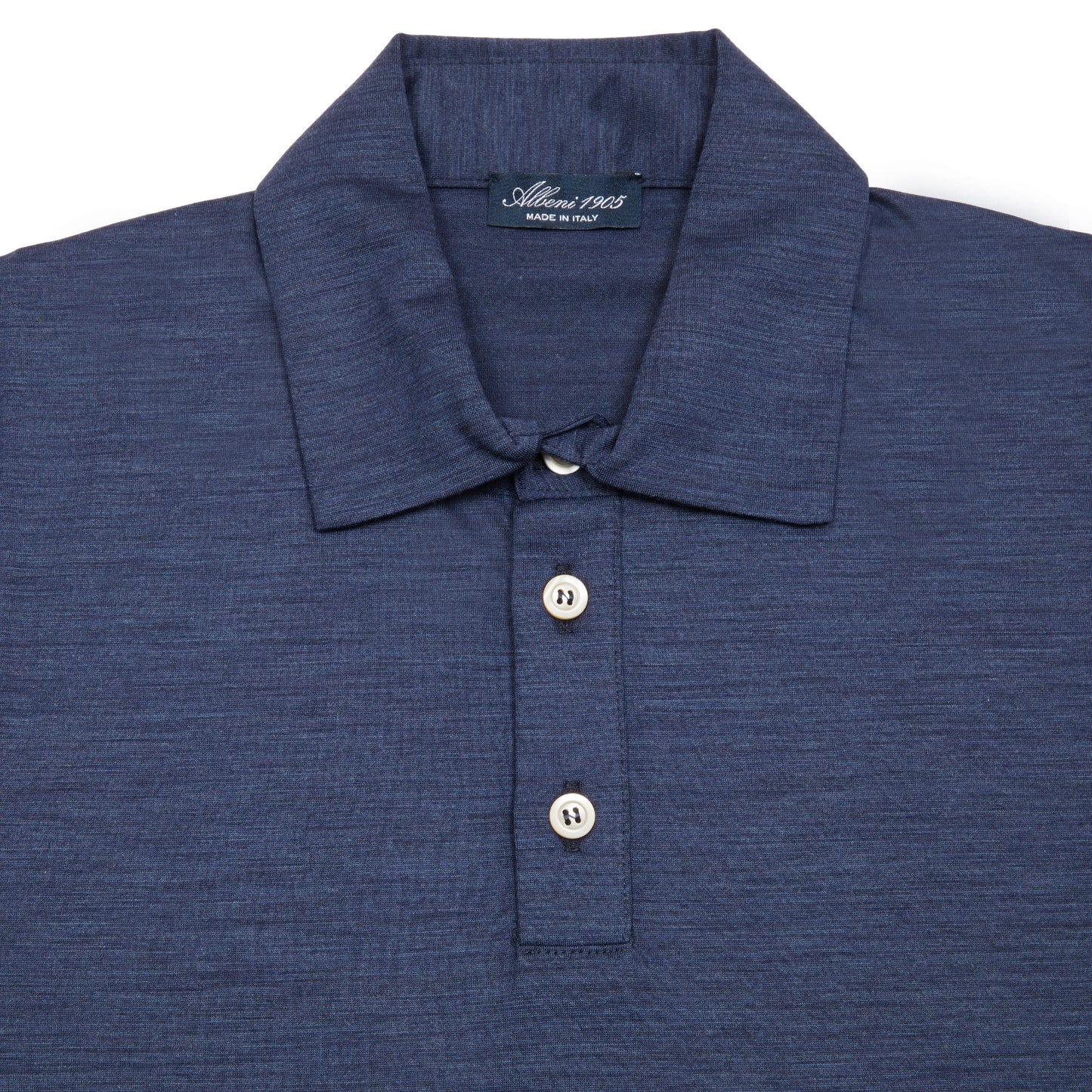Albeni Merino Polo Sport Short Sleeve Shirt in Melange Blue