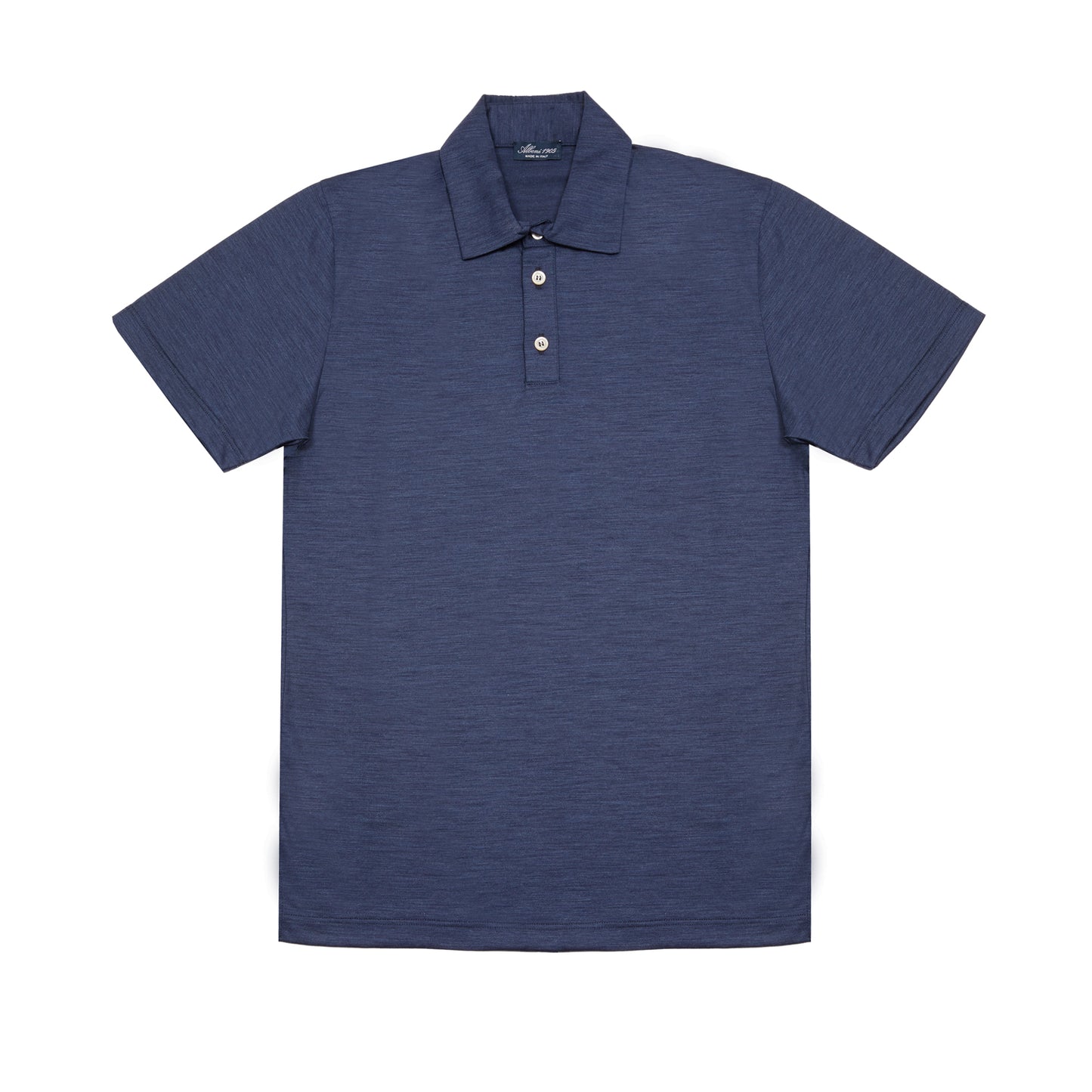 Albeni Merino Polo Sport Short Sleeve Shirt in Melange Blue
