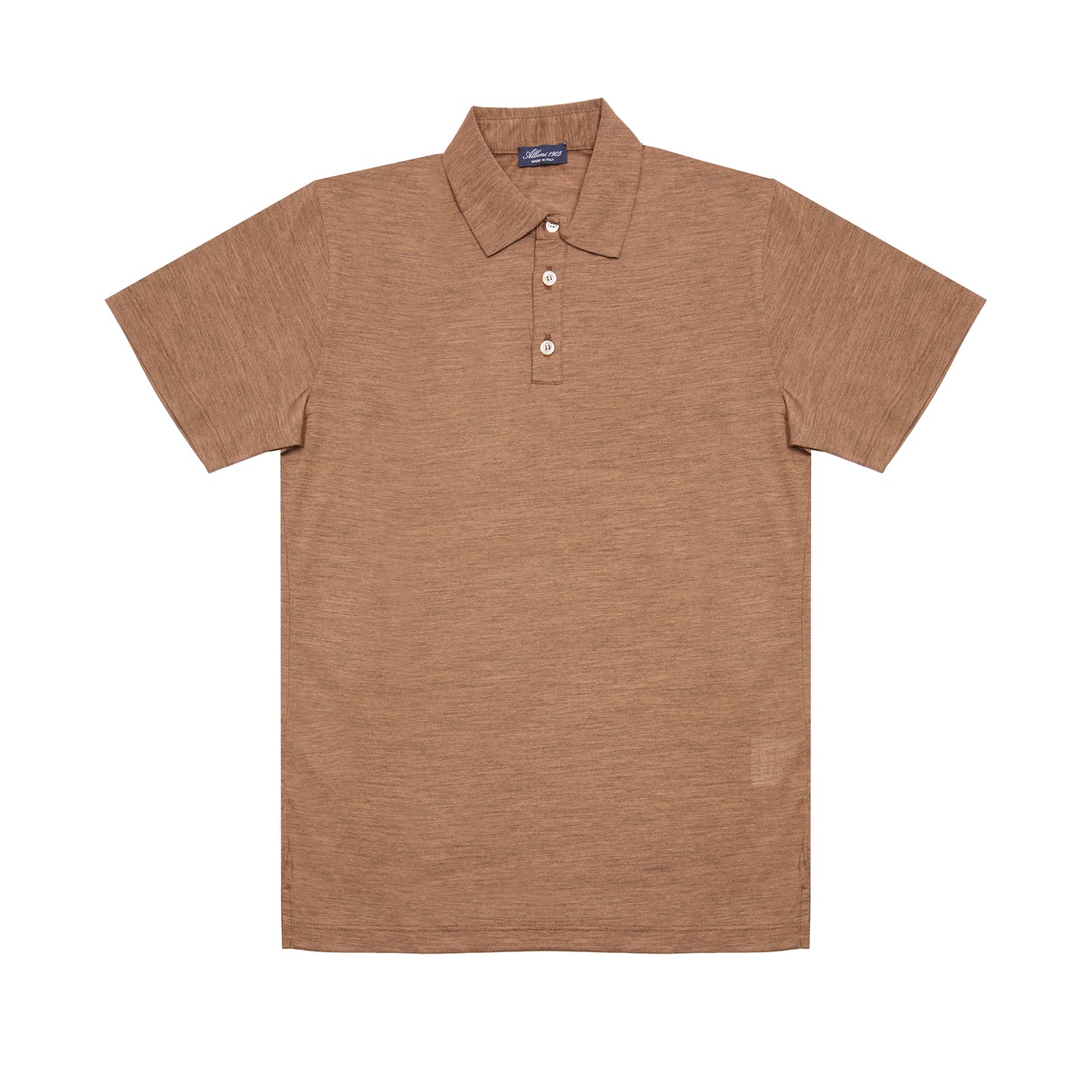 Albeni Merino Polo Sport Short Sleeve Shirt in Terracotta Melange