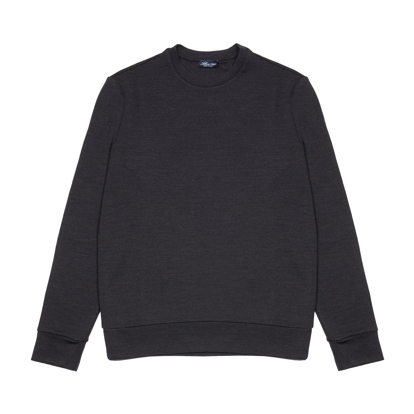 Albeni Merino Fleece Long Sleeve Crewneck in Charcoal Grey