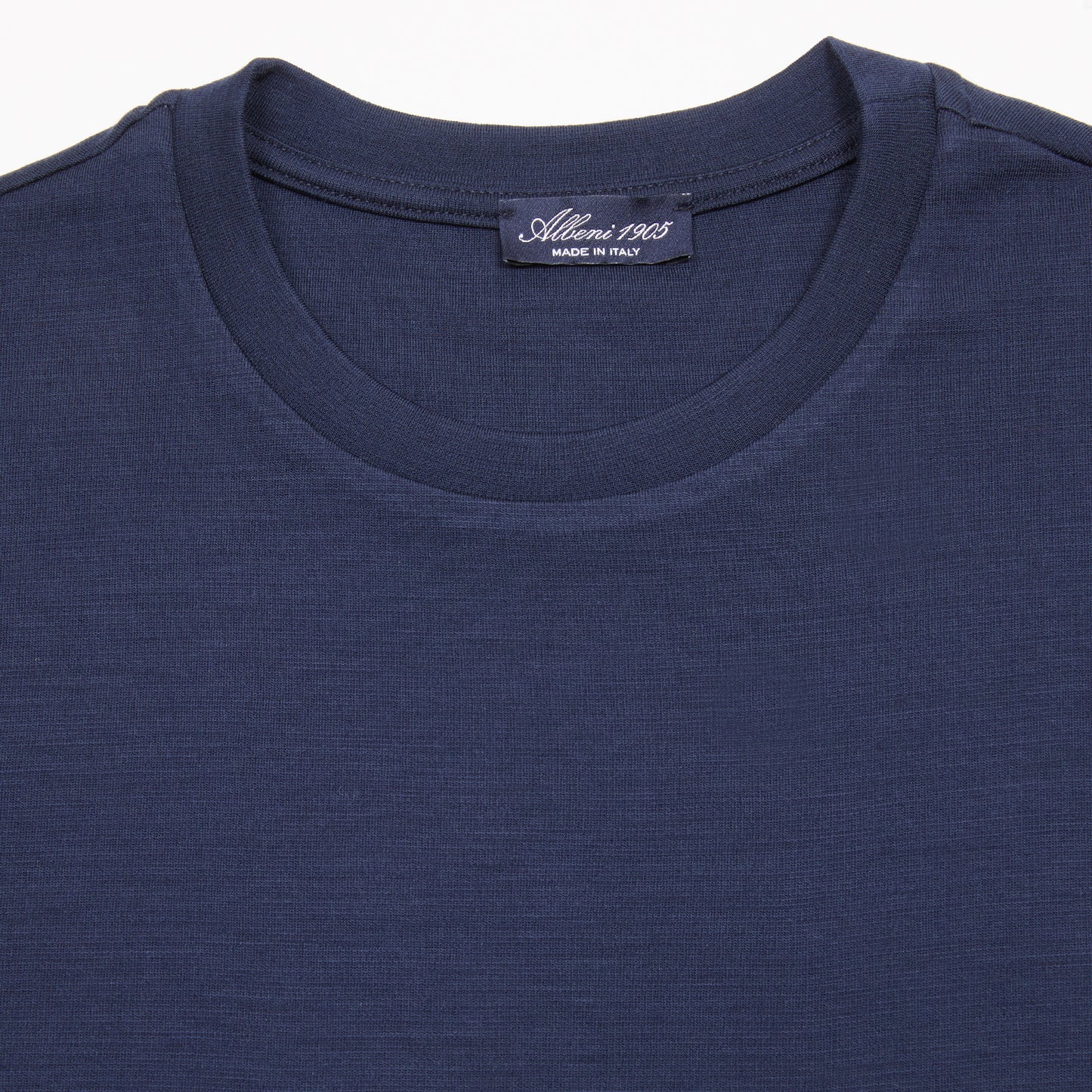 Albeni Merino Fleece Long Sleeve Crewneck in Marine Blue