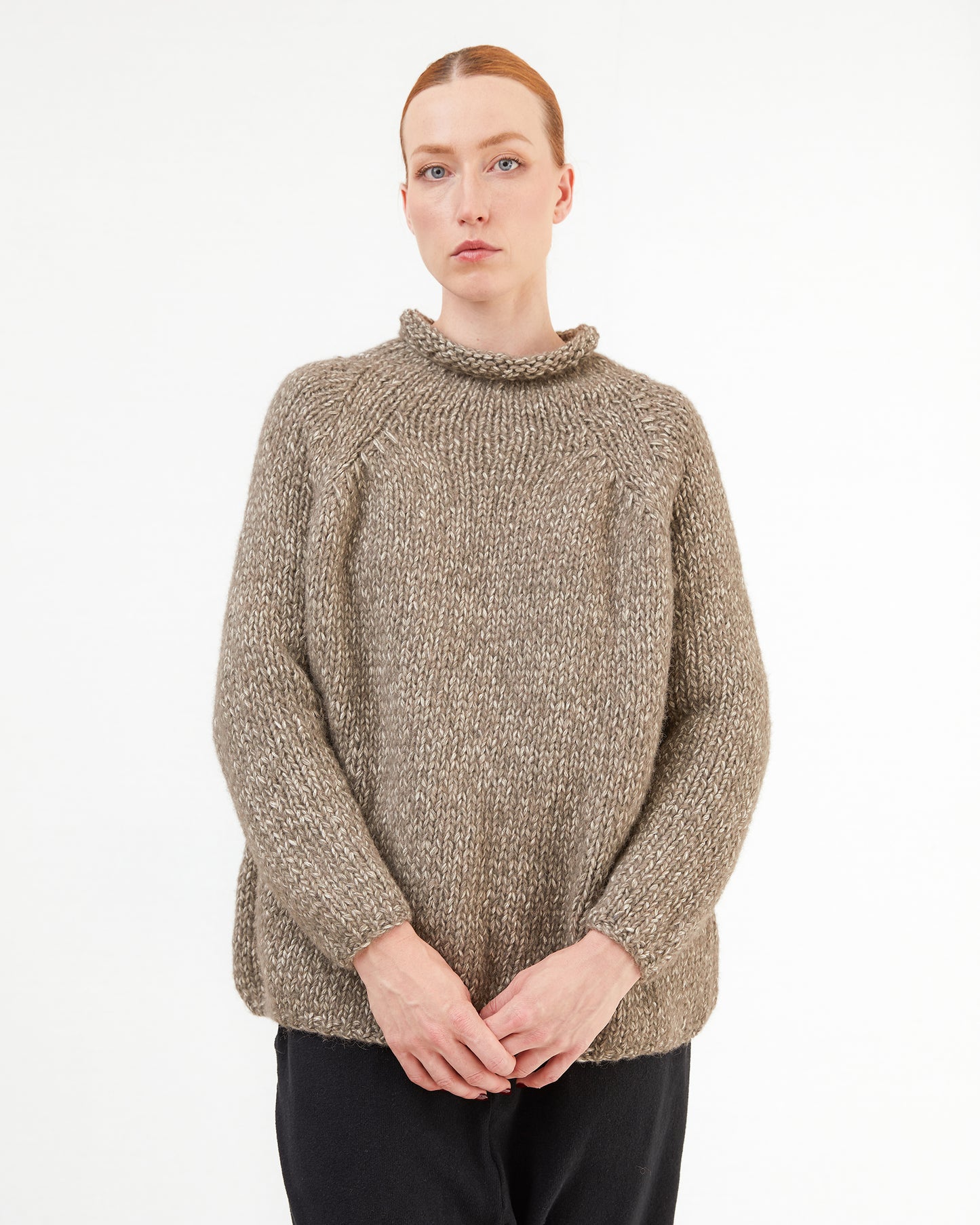Album Di Famiglia Hand-knitted Dolcevita Sweatshirt in Pepper