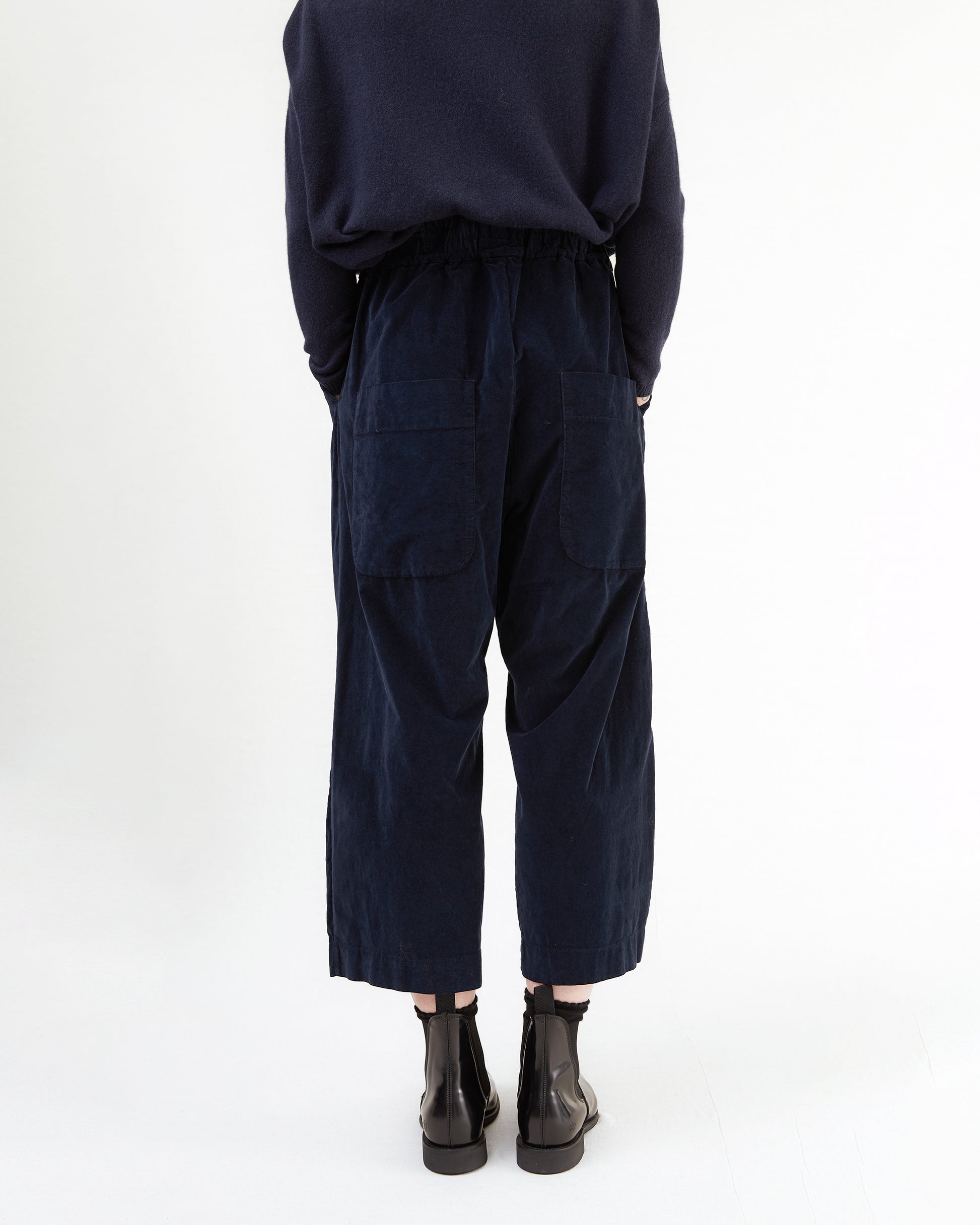 Album Di Famiglia Velvet Wide & Short Trousers in Ink