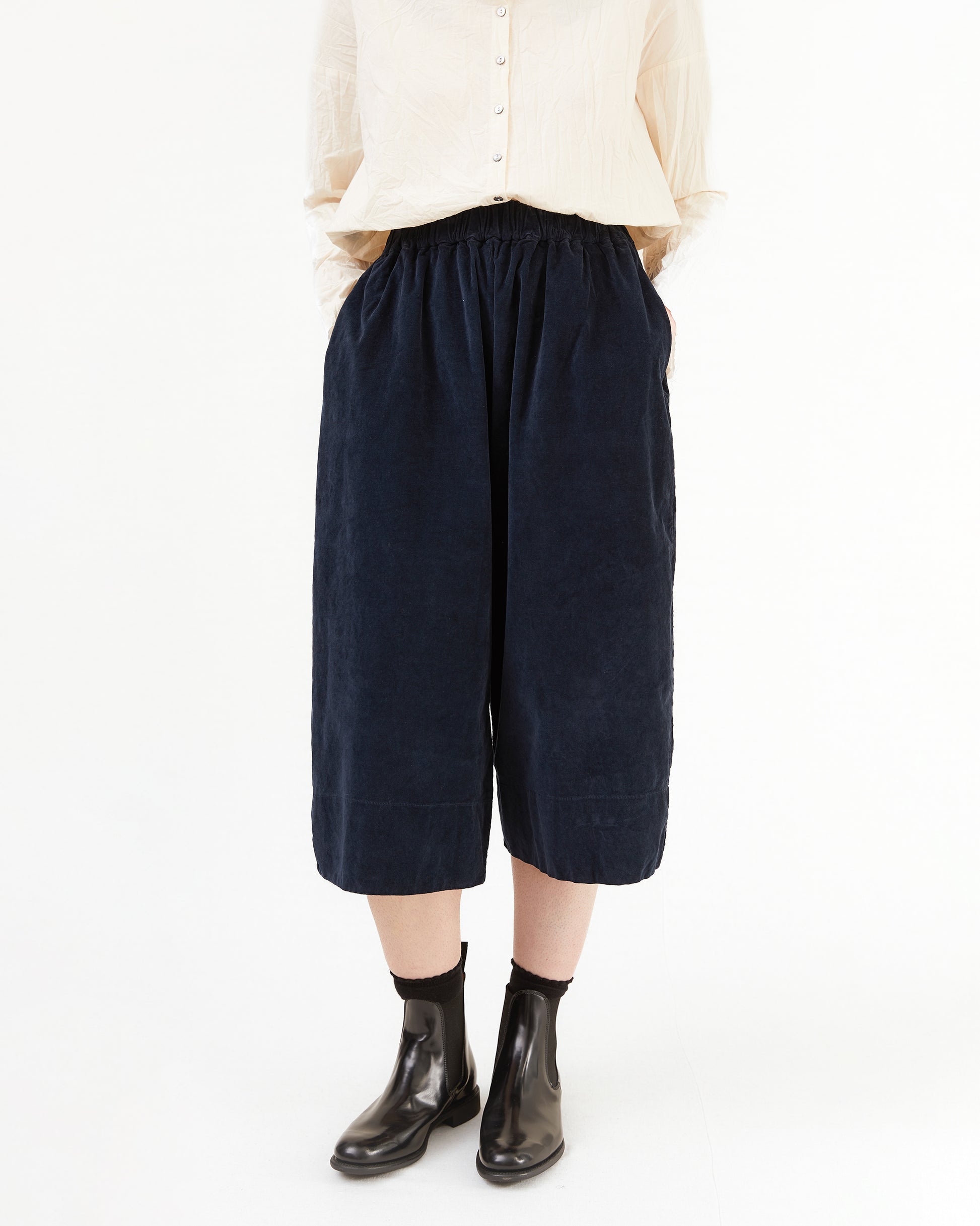 Album Di Famiglia Wide Velvet Trousers in Ink