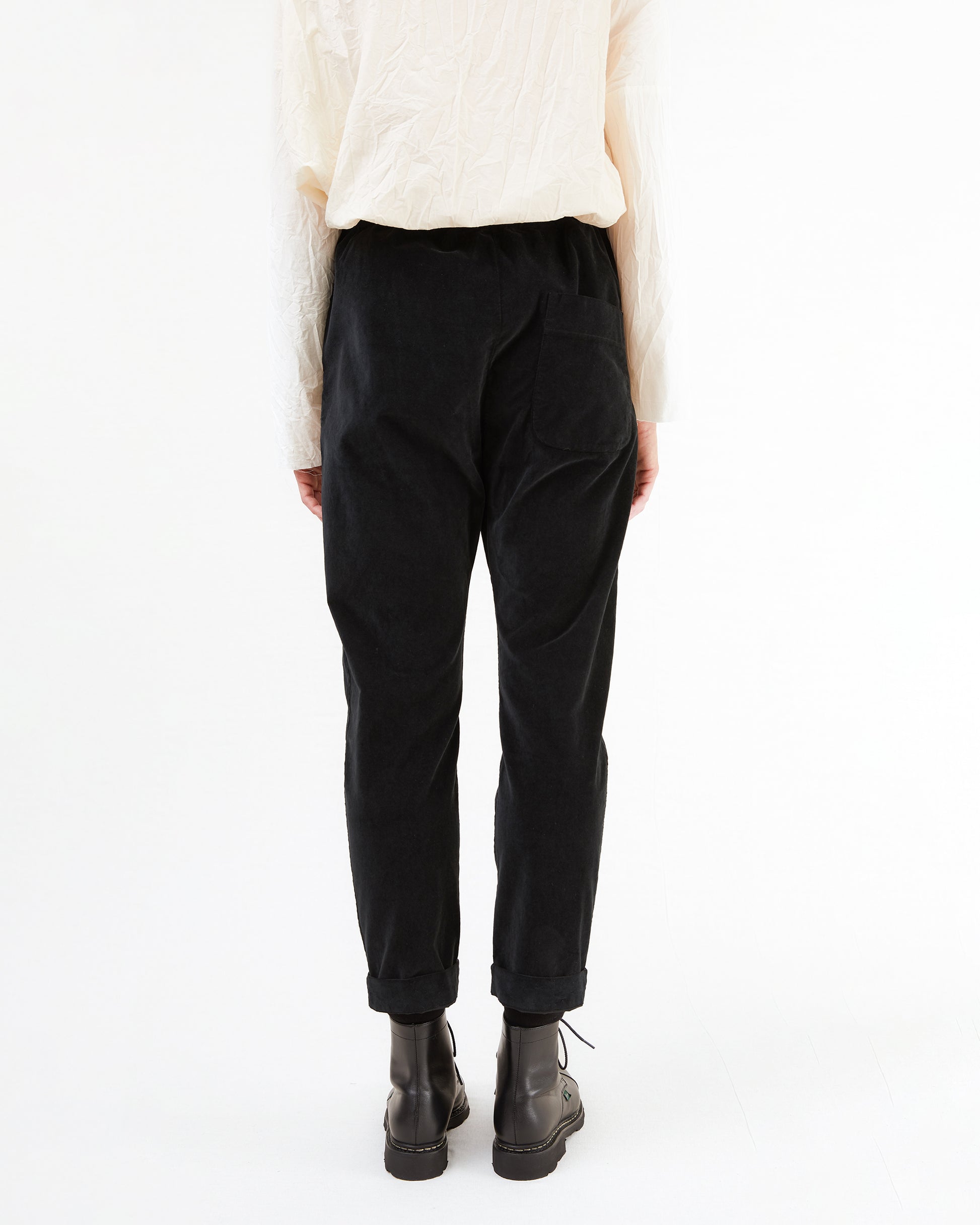 Album Di Famiglia Velvet Slim Trousers in Black