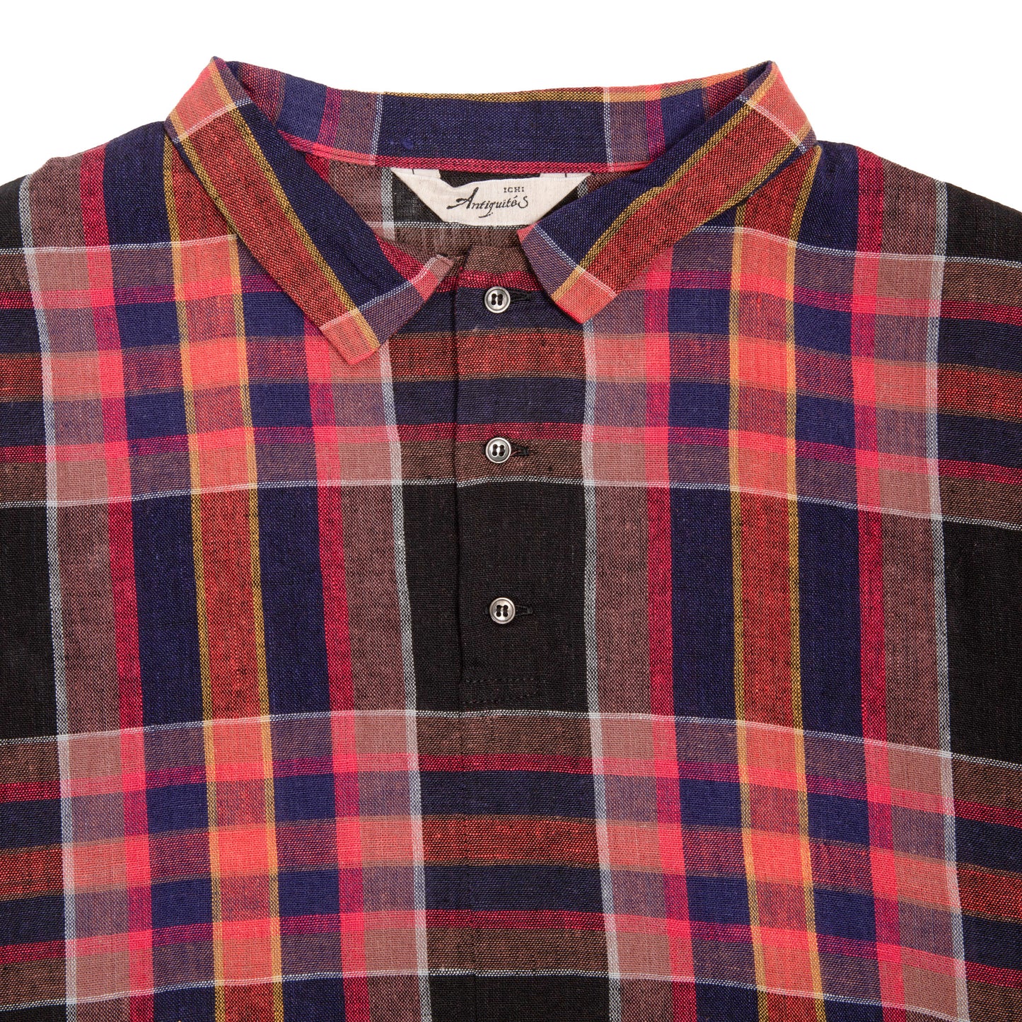 Antiquités Linen/Cotton Check Dress in Black