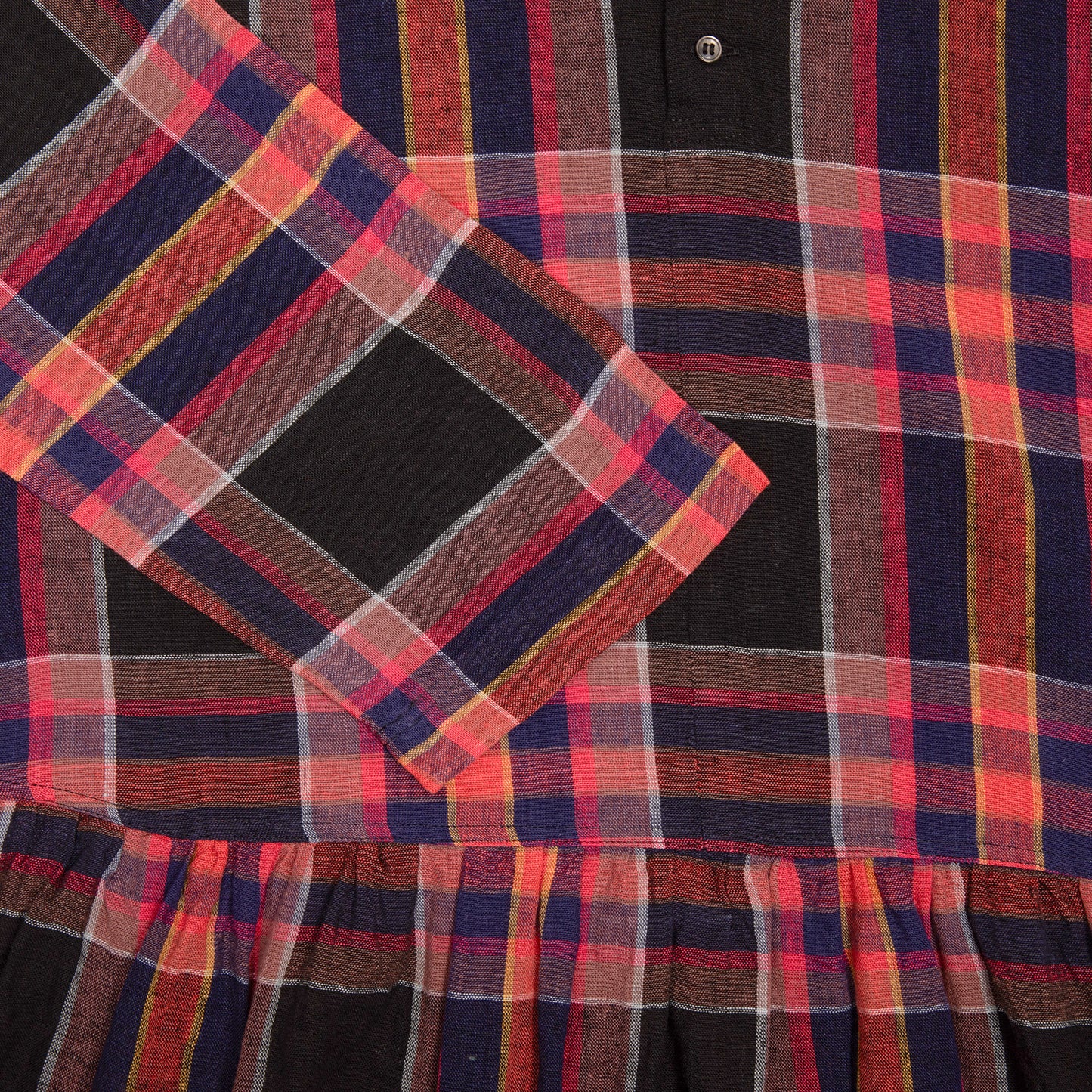 Antiquités Linen/Cotton Check Dress in Black