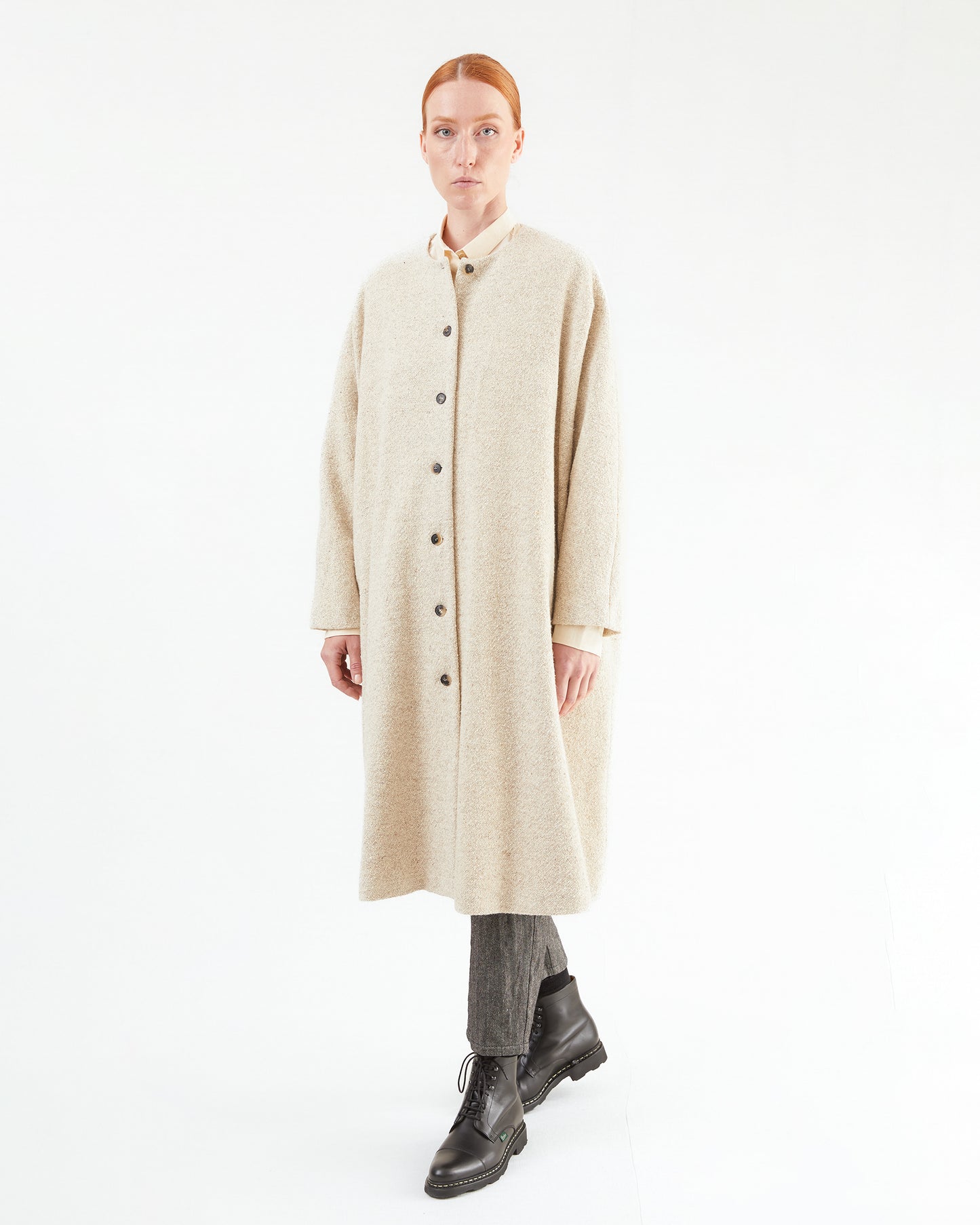 Apuntob Heavy Virgin Wool Coat in Natural