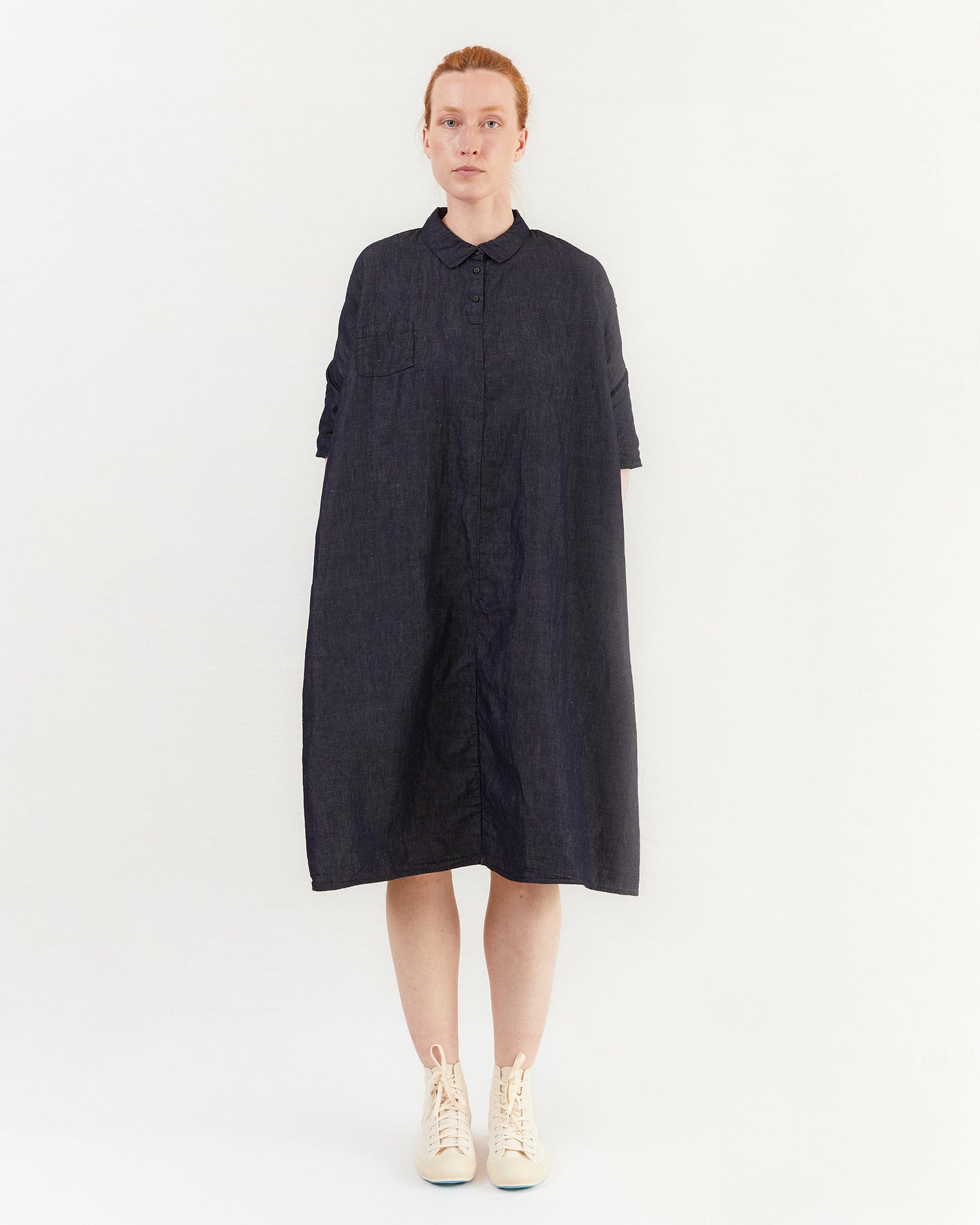 Apuntob Cotton/Linen Dress in Indigo