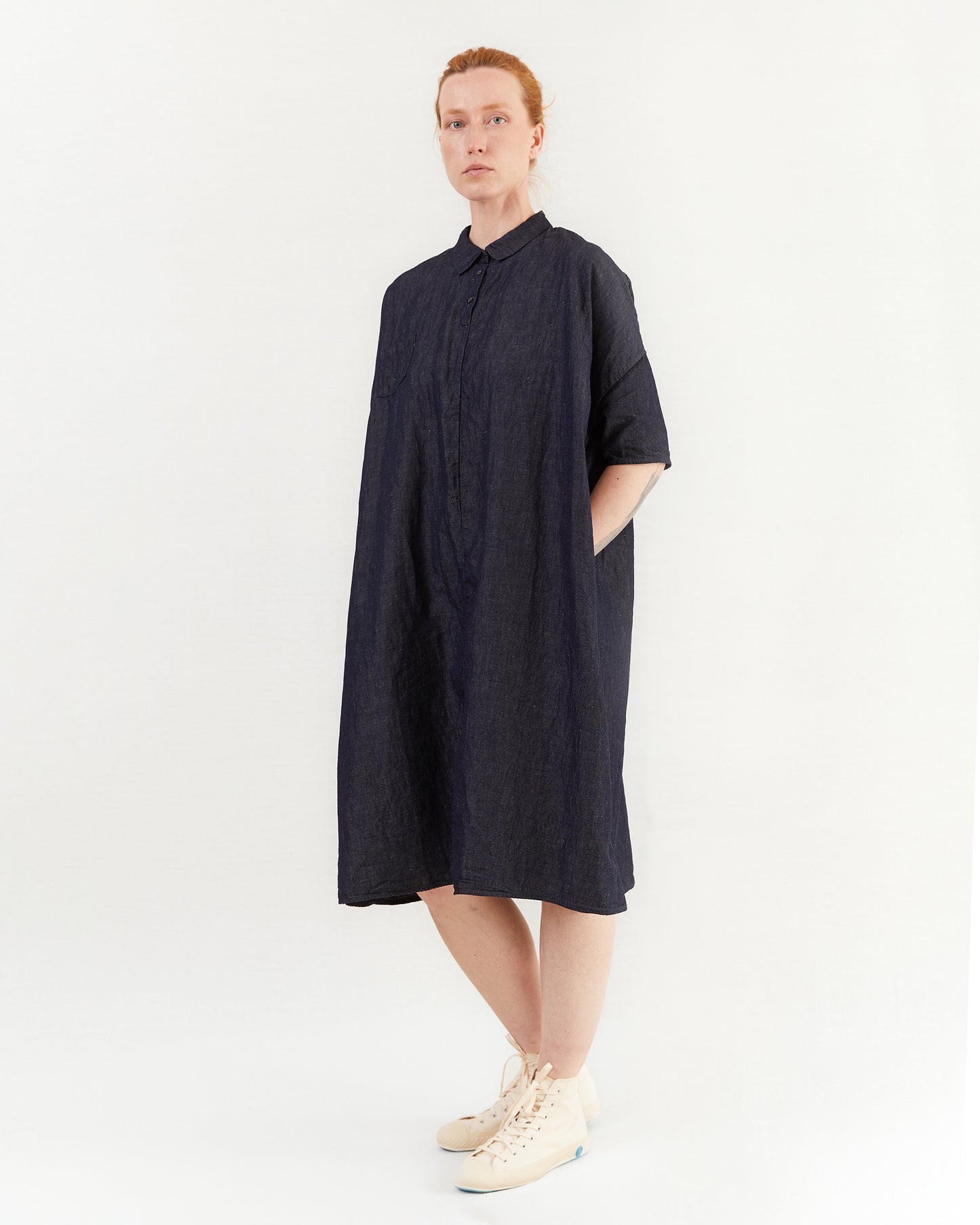 Apuntob Cotton/Linen Dress in Indigo