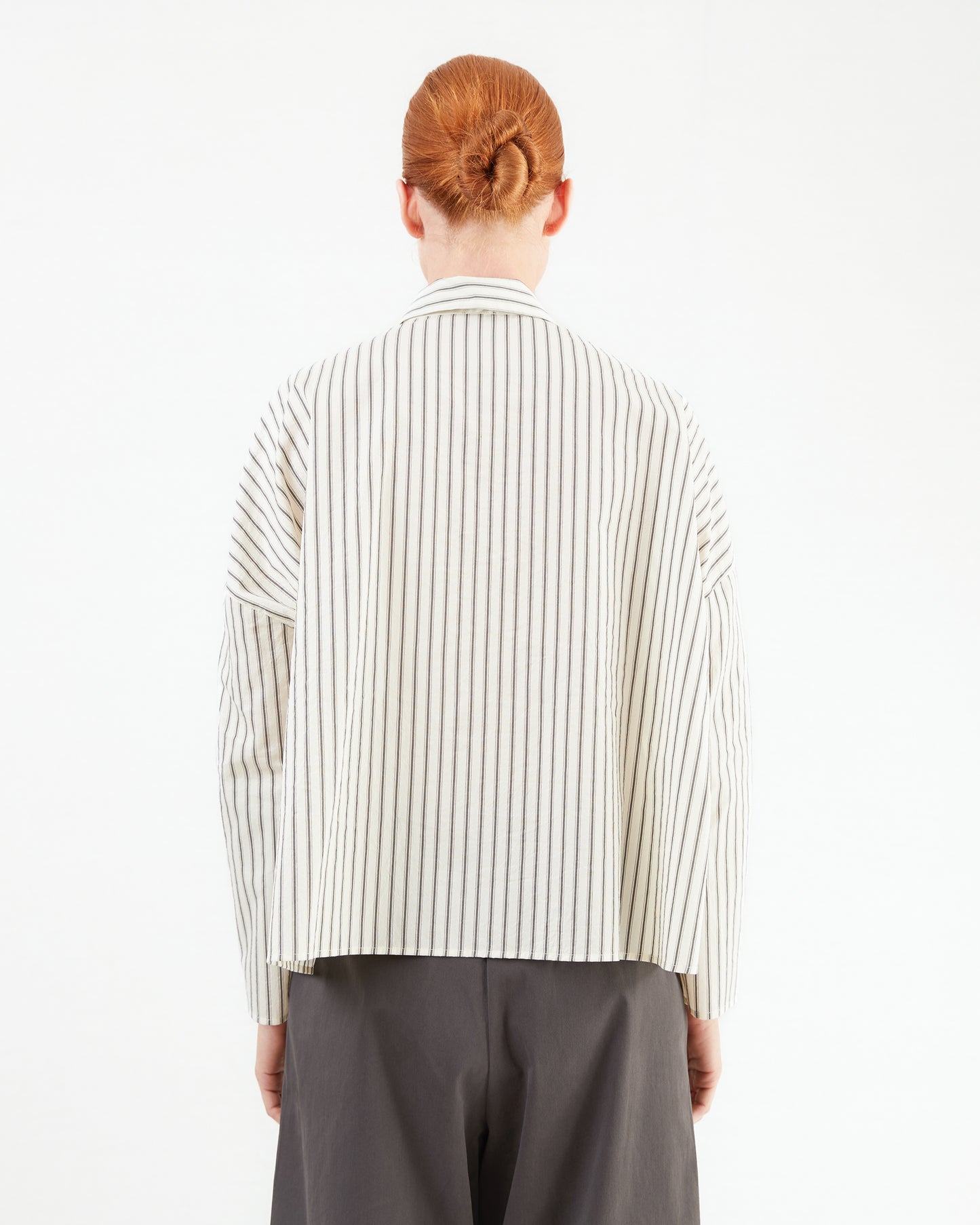 Apuntob Cotton/ Silk Shirt in Natural/ Black Stripe