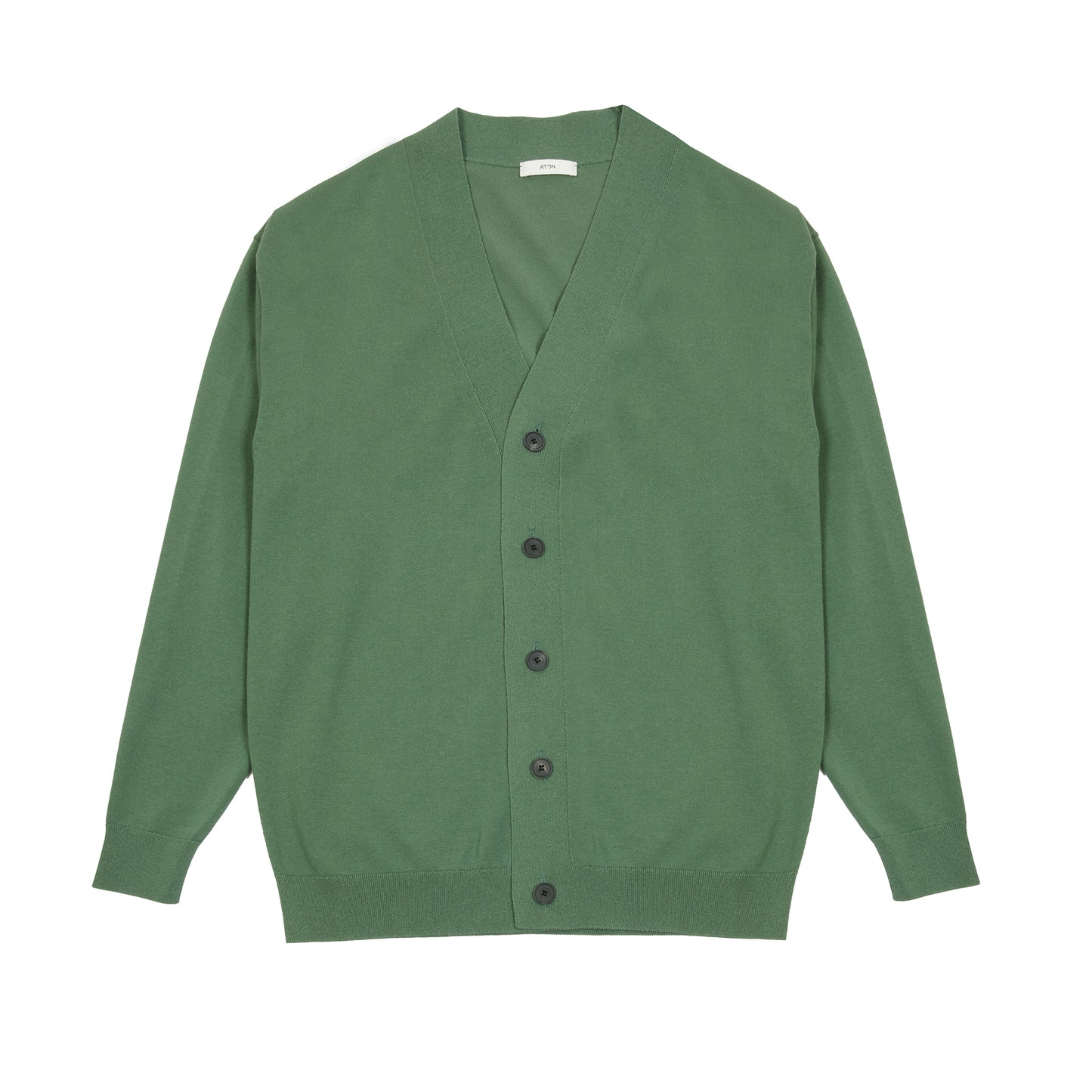 Aton Men's Cotton Washi Knit Oversized Knit Cardigan in Green