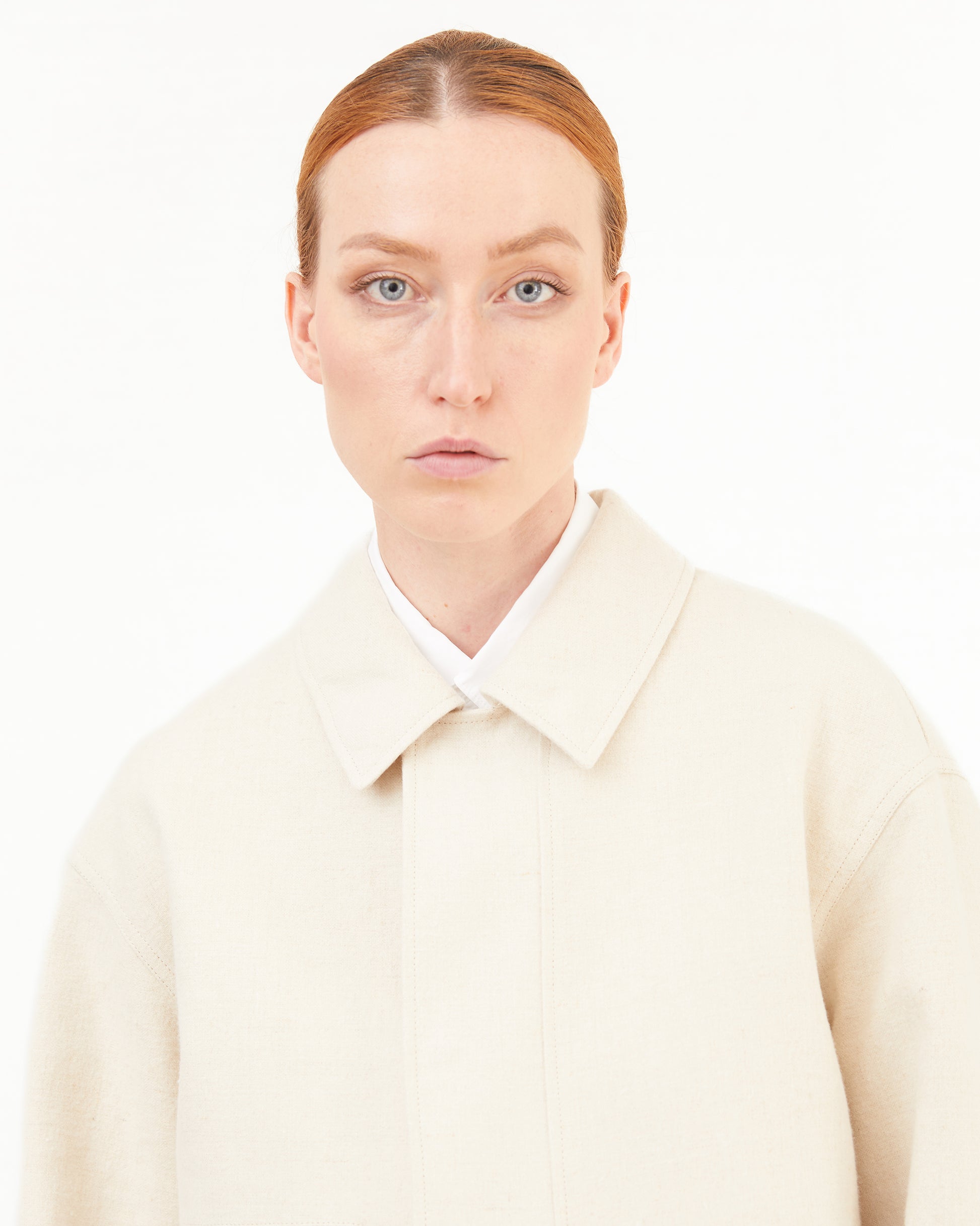 Aton Women's Hemp Suede Hunting Jacket in Raw Linen