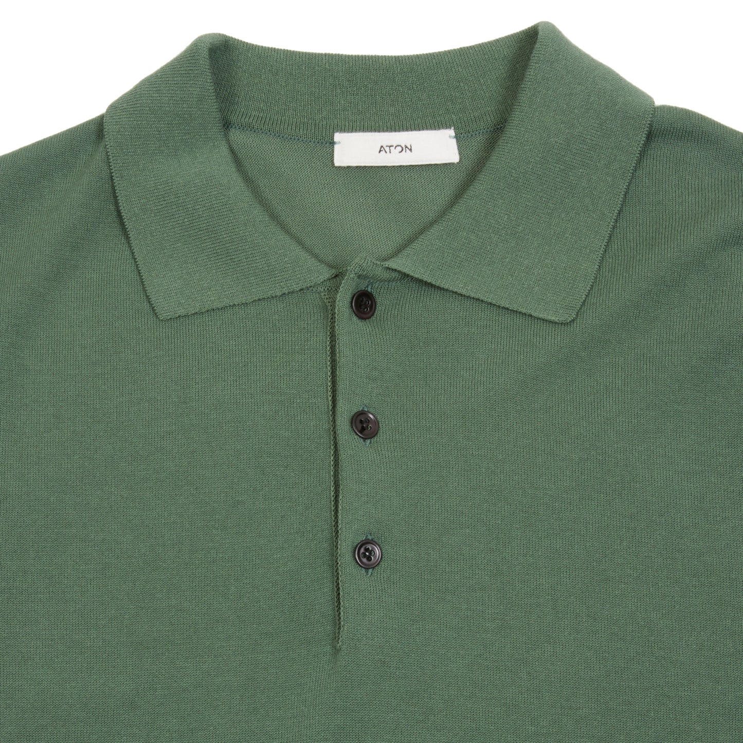 Aton Men's Cotton Washi Knit Half Sleeve Knit Polo Shirt in Green