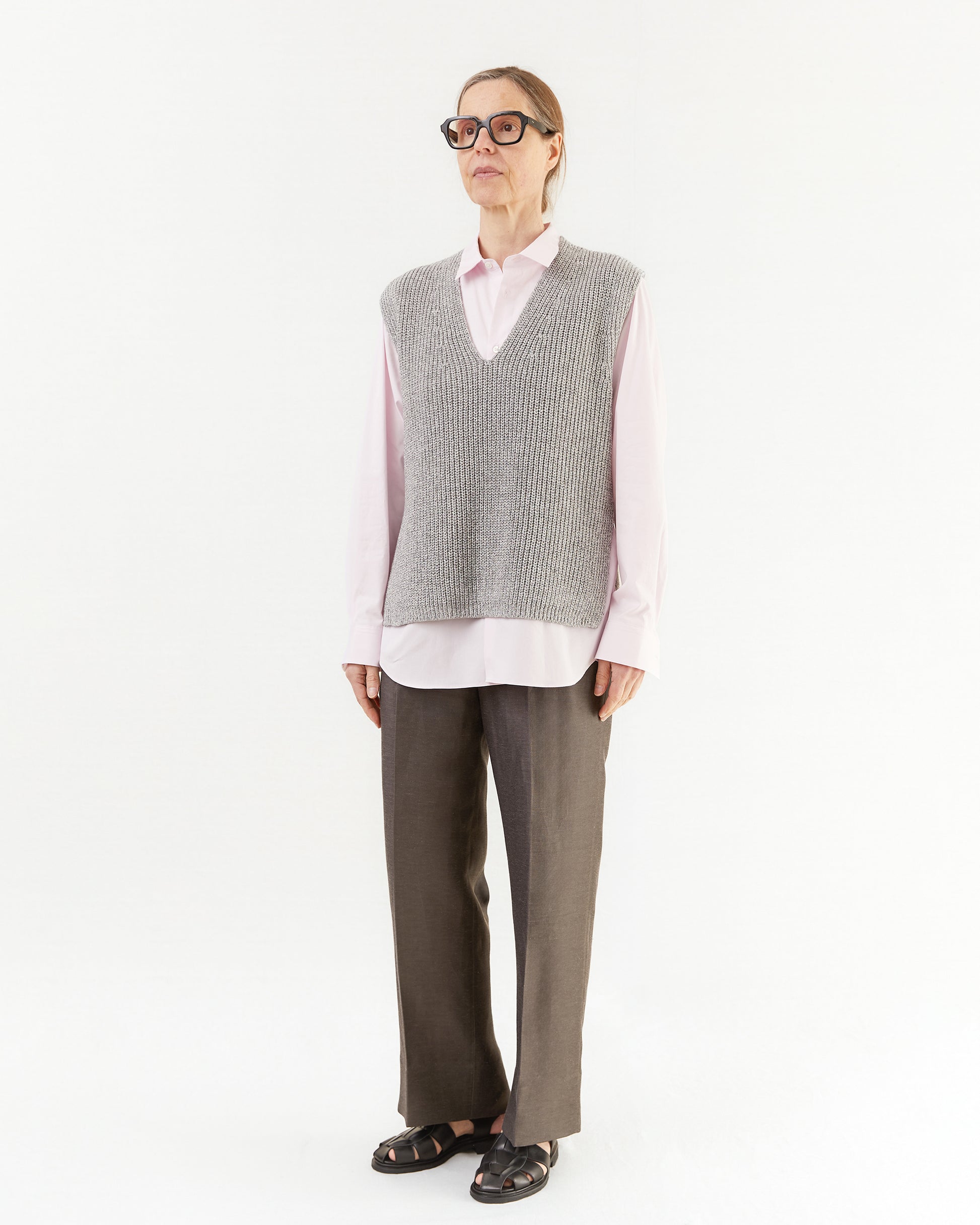 Aton Women's Linen Cupra Straight Pants in C. Grey