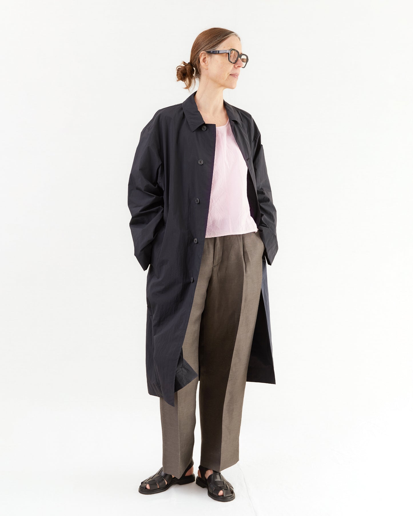 Aton Women's Linen Cupra Straight Pants in C. Grey