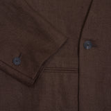 Aton Hemp Suede Tuxedo Collar Long Coat in Brown