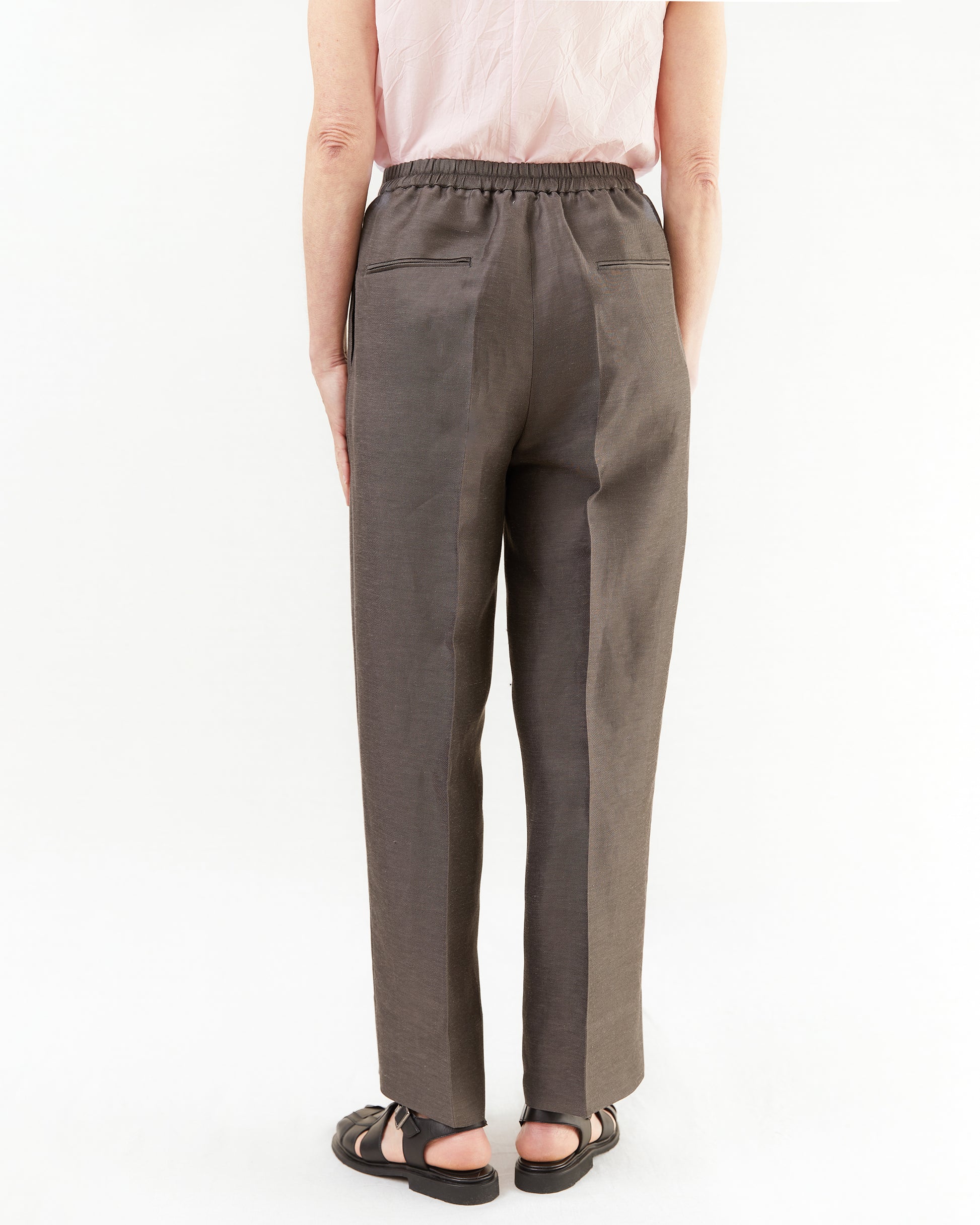 Aton Women's Linen Cupra Straight Pants in C. Grey