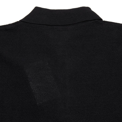 Marco Slissa Knitted Linen Polo in Nero. Pique textured cotton linen knitted polo.   65% Linen, 35% Cotton.  Made in Italy.