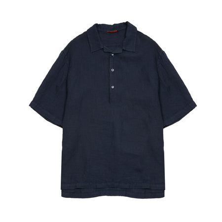 Mola short-sleeved popover camp collar shirt in lightweight linen.  100% Linen.   Made in Italy.