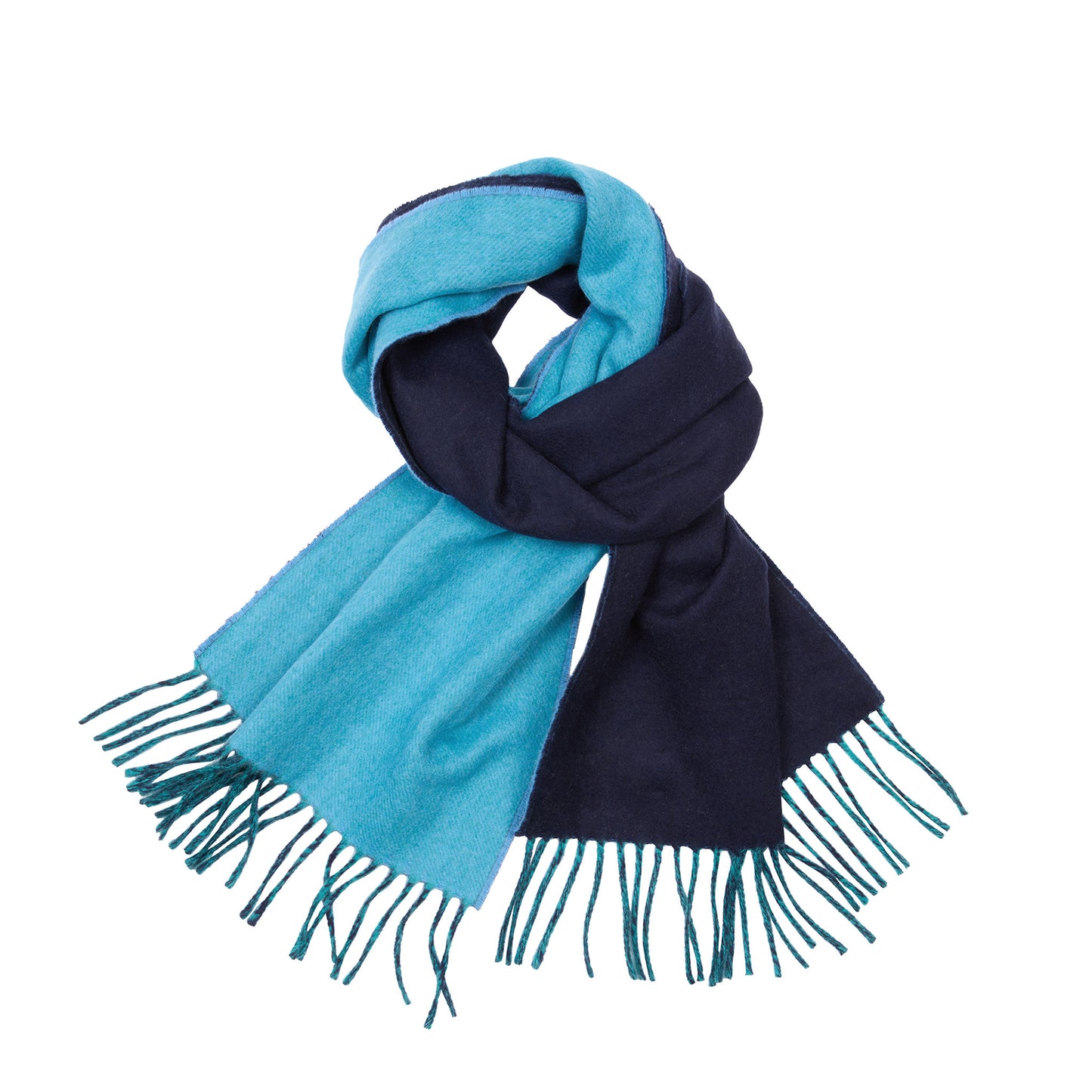 Begg & Co Aldwych Leath Cashmere Scarf in Navy Teal