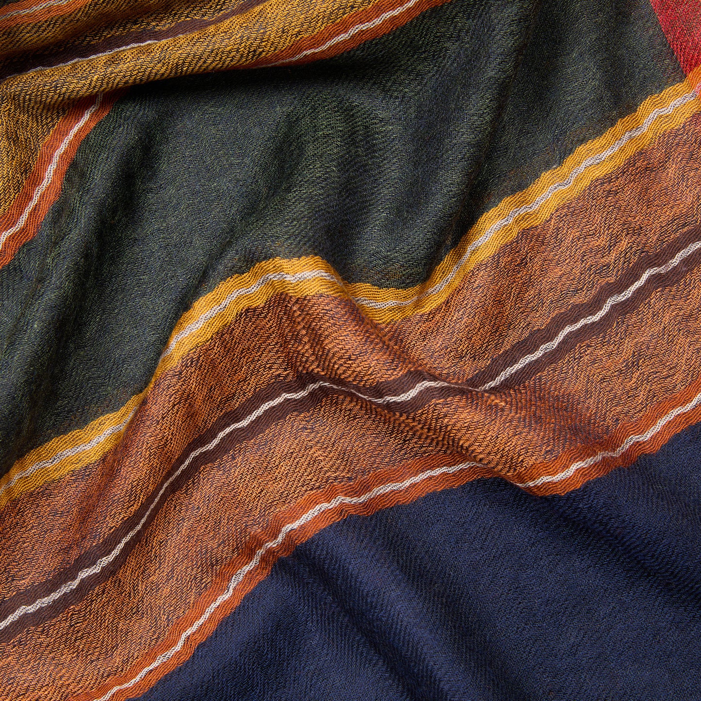 Begg & Co Staffa Eduardo Cashmere/Silk Scarf in Navy Orange
