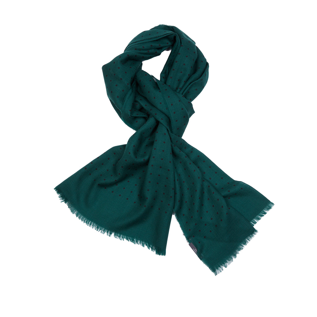 Begg & Co Wispy Hanover Cashmere Scarf in Clan Green/Black