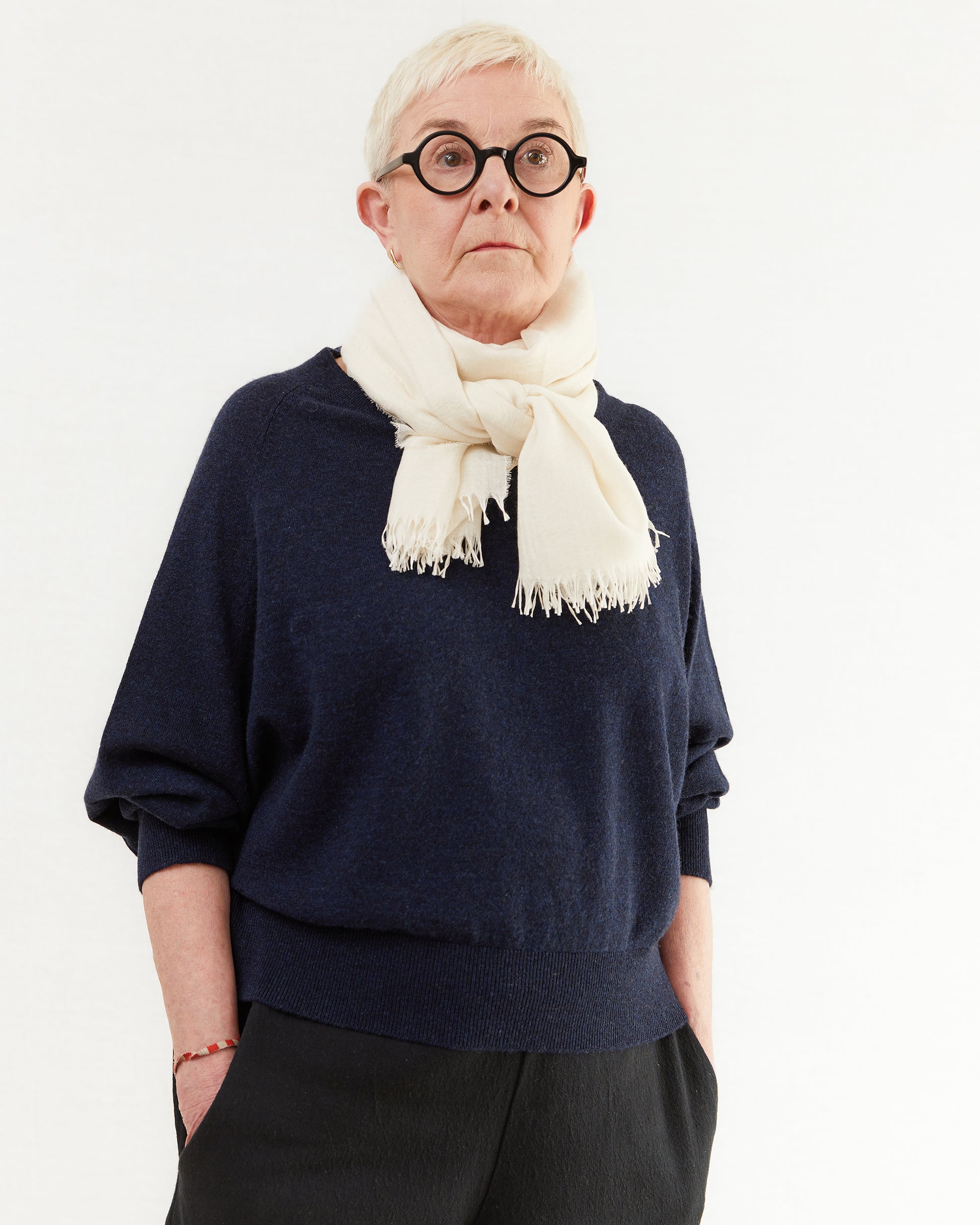 Begg & Co Staffa Cashmere / Silk Scarf in Snow