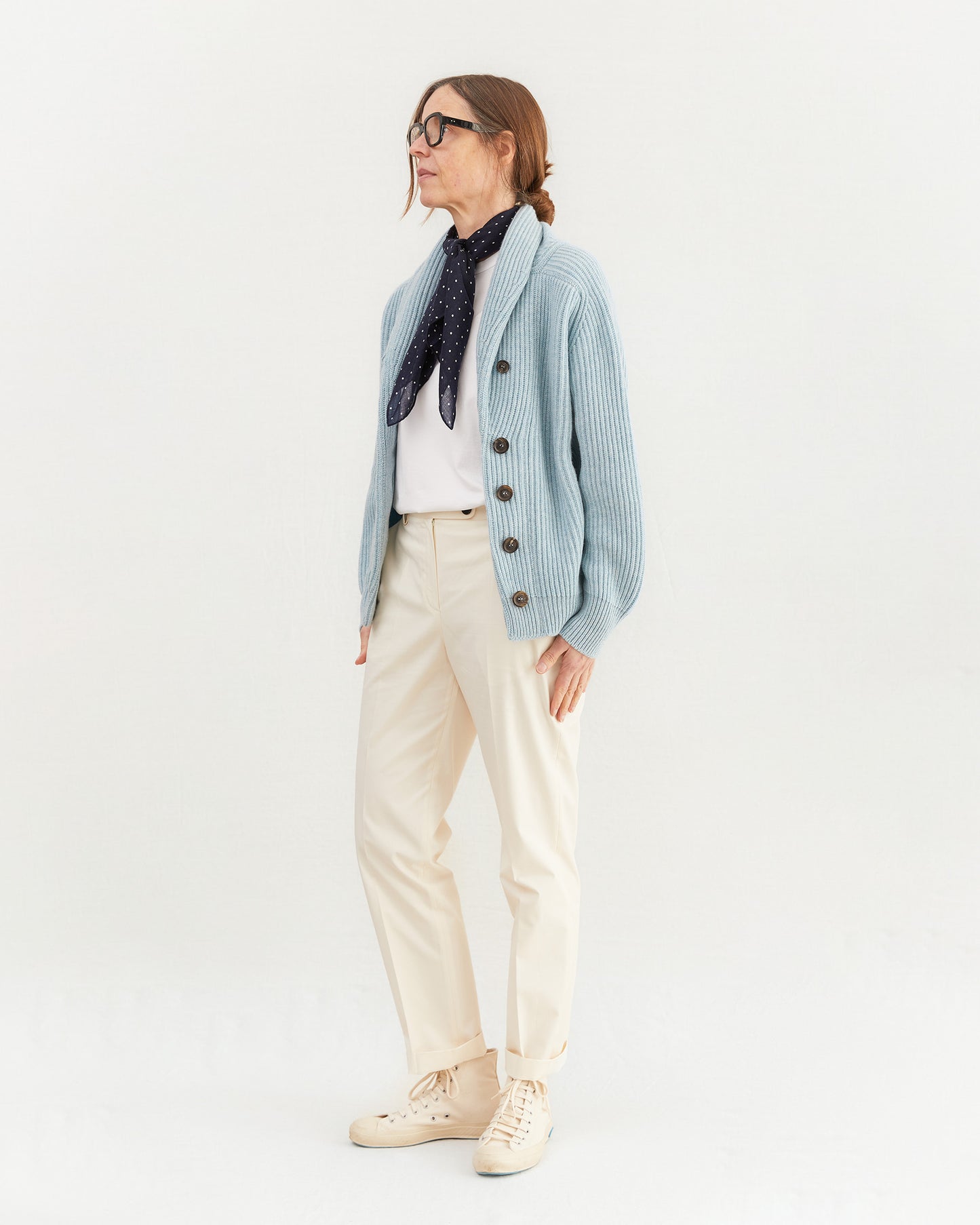 Begg & Co Wispy Hanover Square Scarf in Navy/White