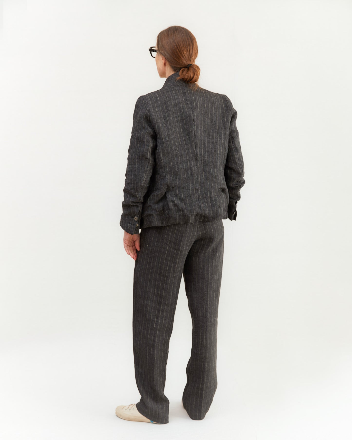 Bergfabel Women's Maria Linen Pant in Grey Stripe