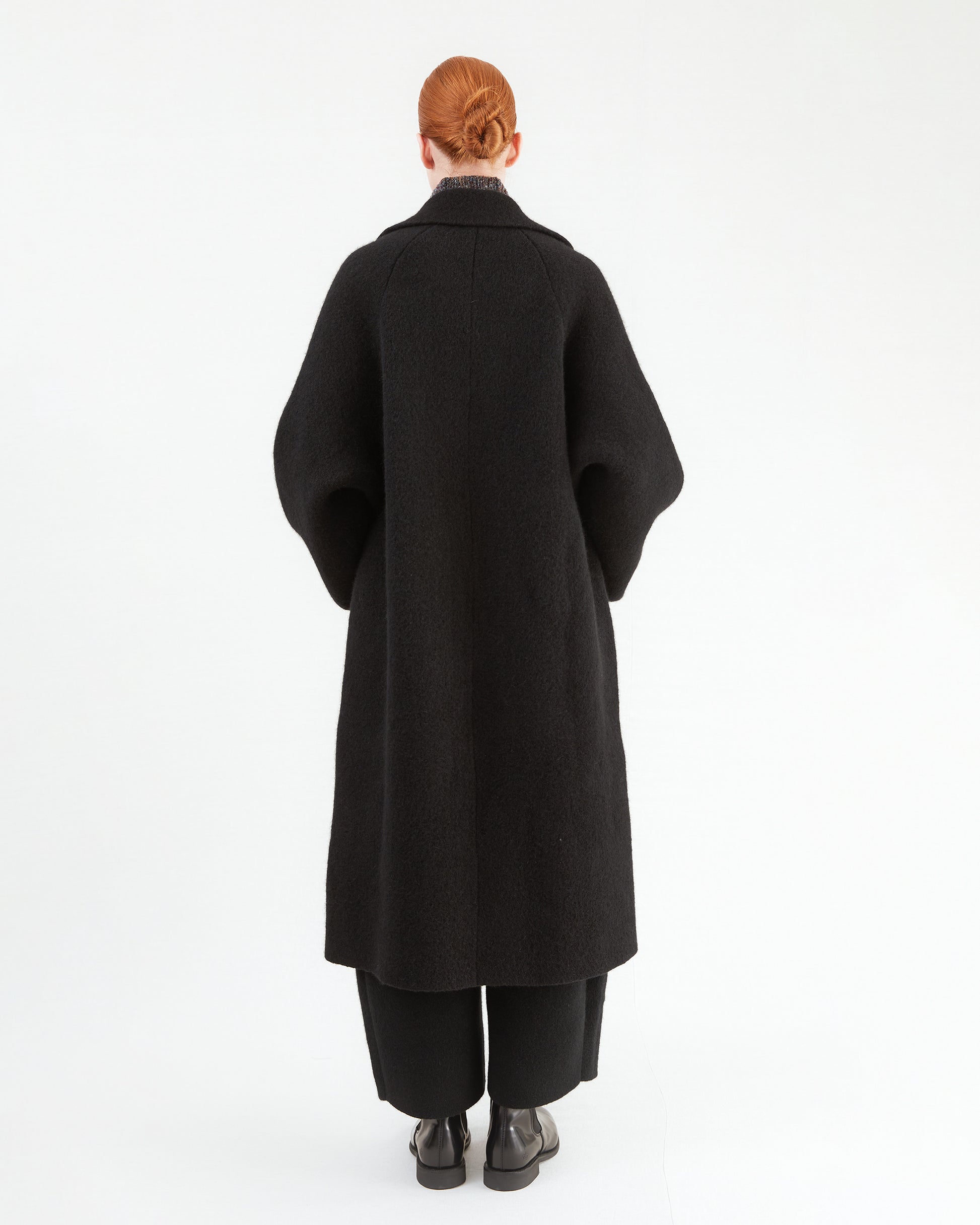 Boboutic Wool Double Breasted Coat in Black