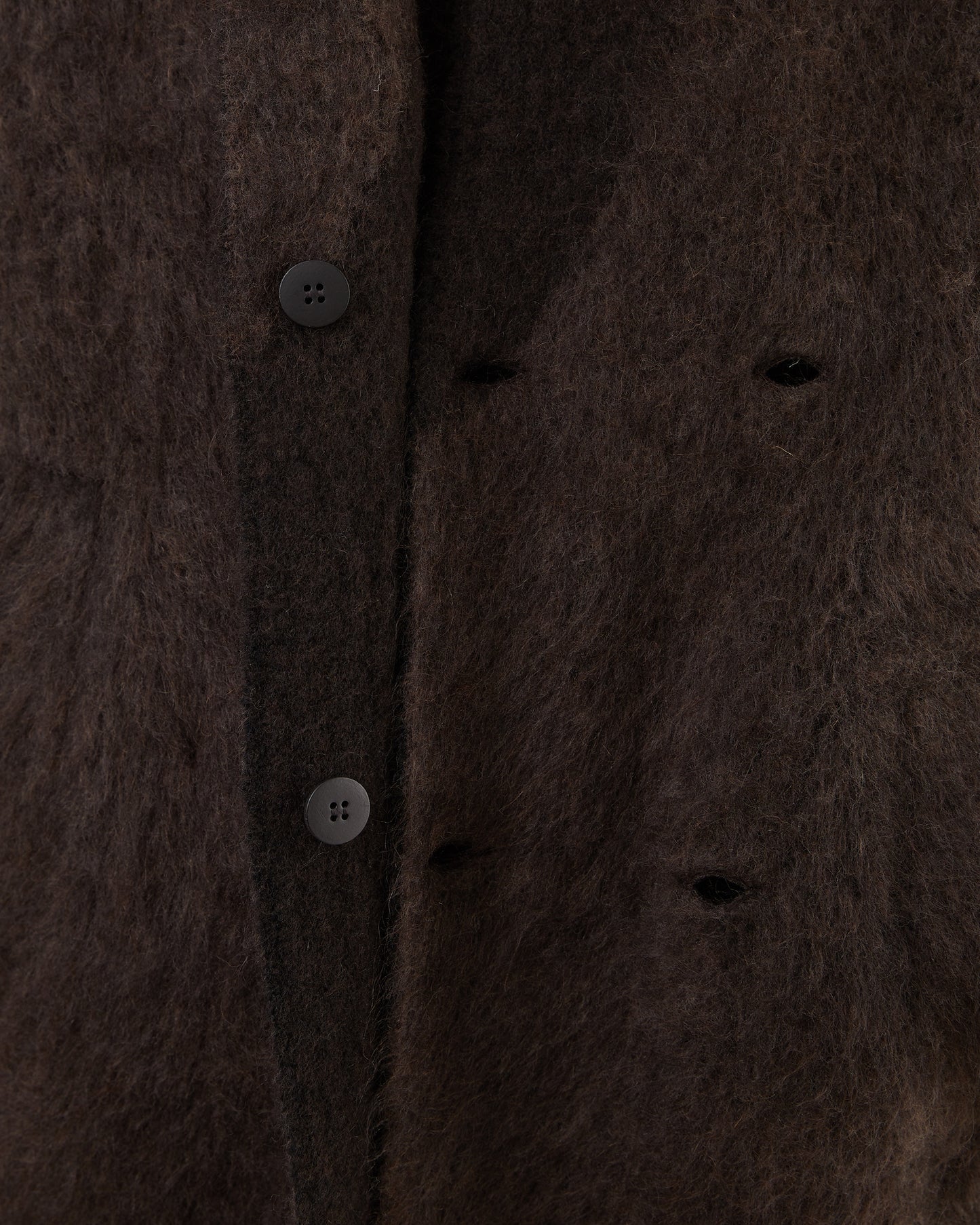 Boboutic Wool Double Breasted Fur Coat in Brown