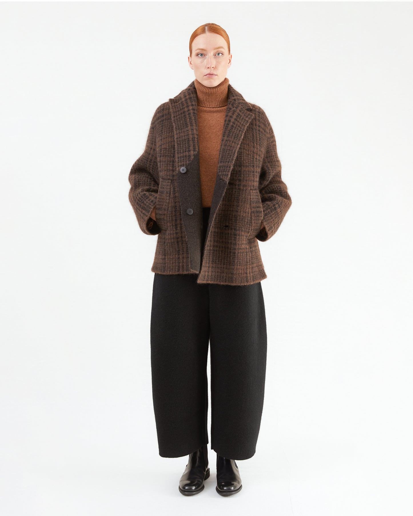Boboutic Wool Double Breasted Jacket in Brown