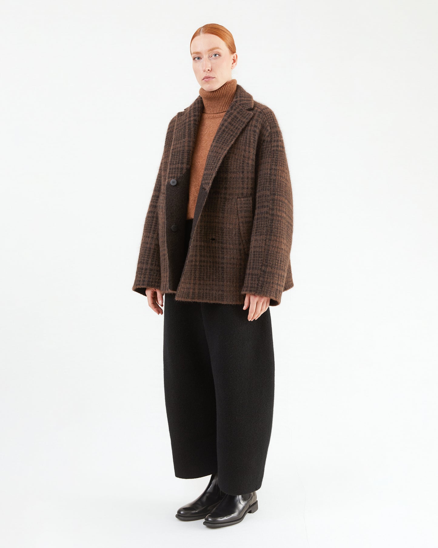Boboutic Wool Double Breasted Jacket in Brown