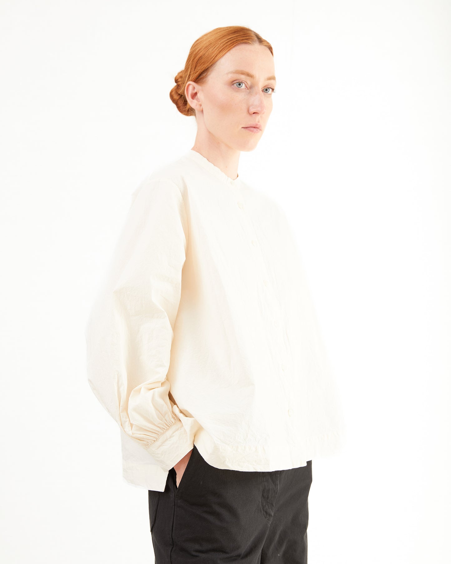 Casey Casey Women's Biggy Grandad Shirt in Natural