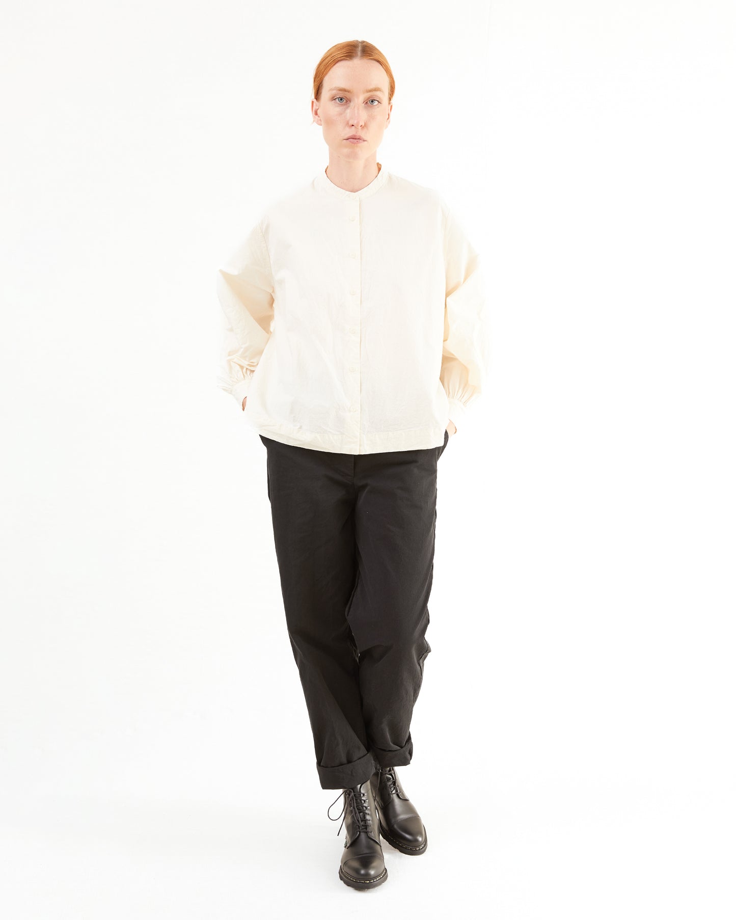 Casey Casey Women's Biggy Grandad Shirt in Natural