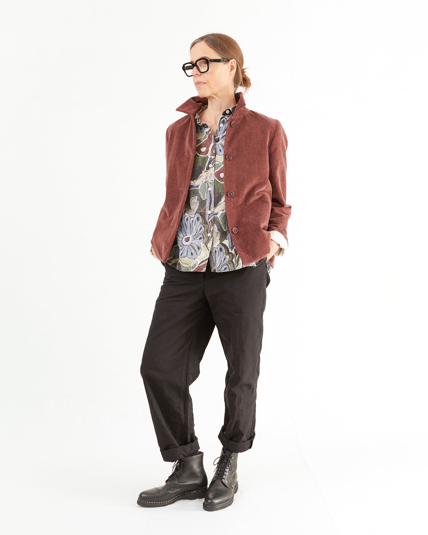Casey Casey Women's PWET L Velvet Jacket in Prune