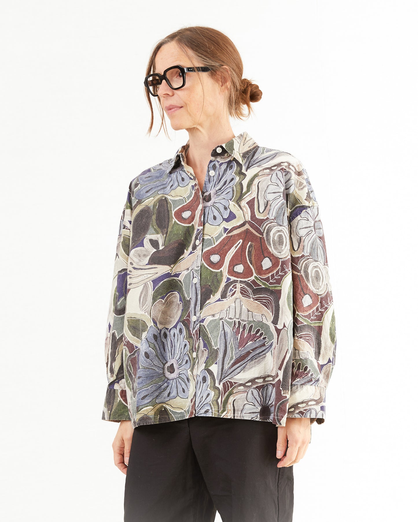Casey Casey Women's Manon Shirt in Browns Print