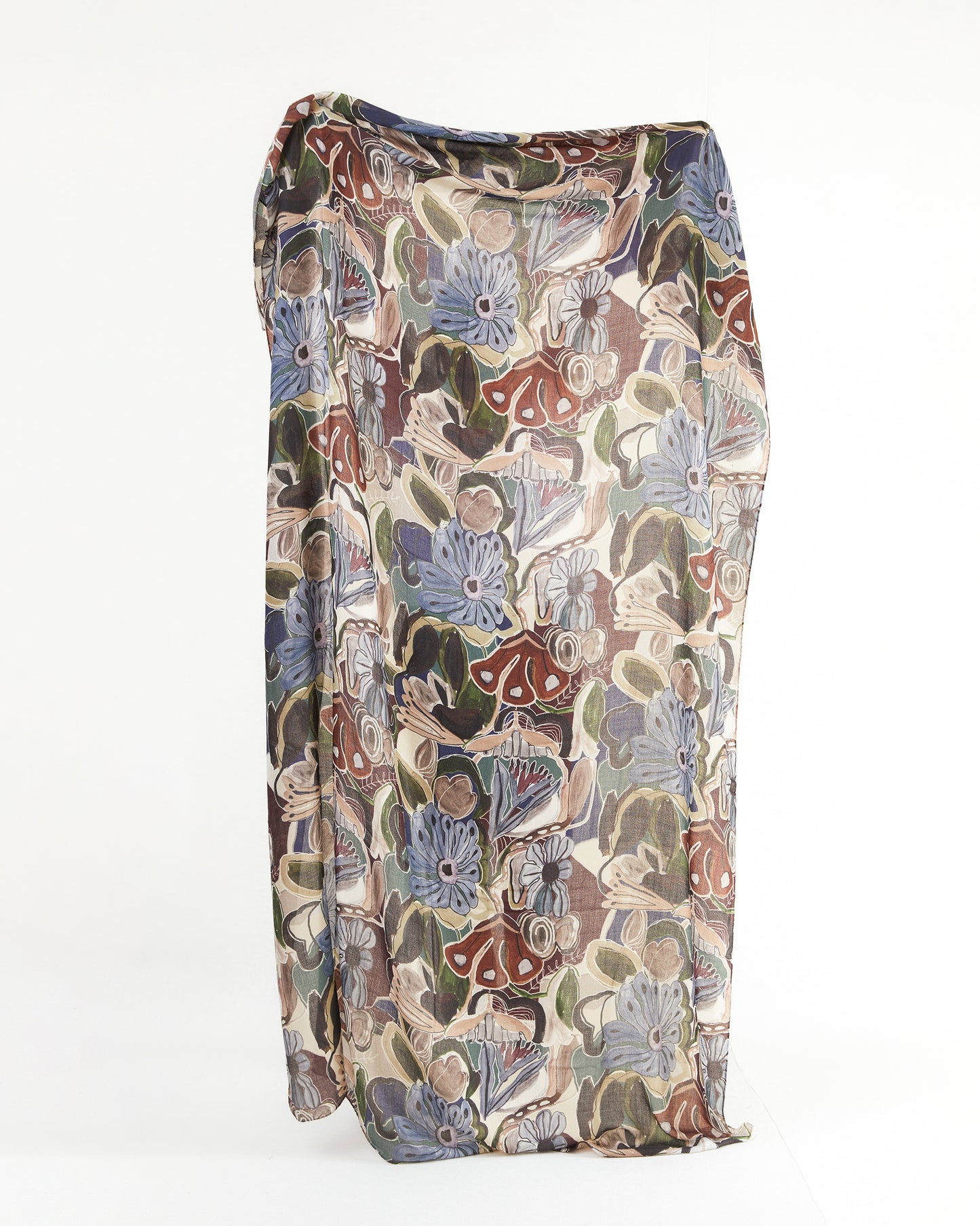 Casey Casey Long Scarf Cash Silk in Browns Print