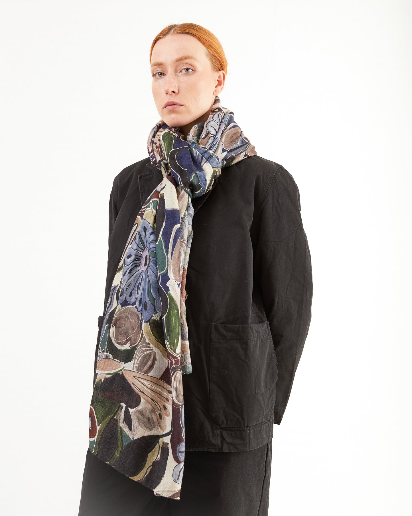 Casey Casey Long Scarf Cash Silk in Browns Print
