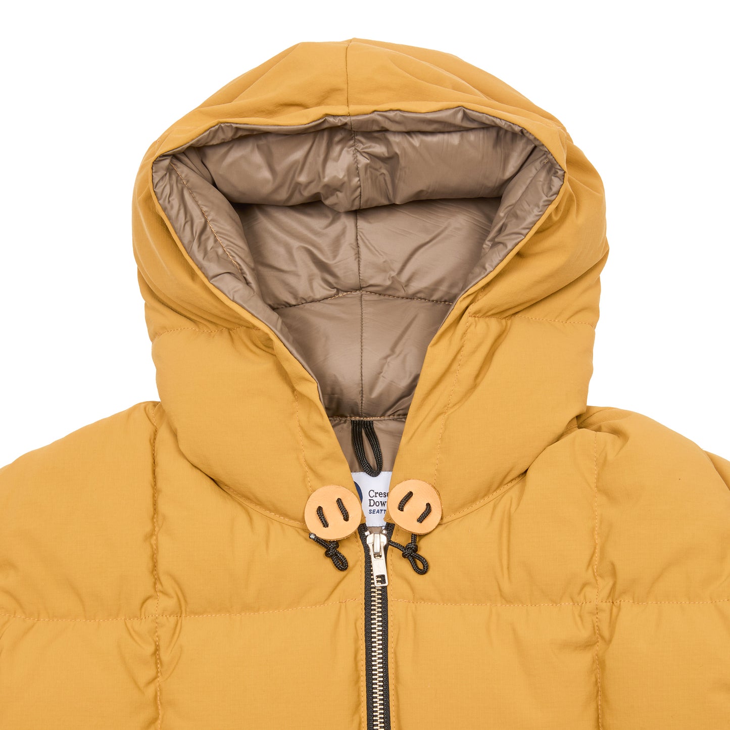 Crescent Down Works Nylon Hooded Sweatshirt in Mustard-Wood