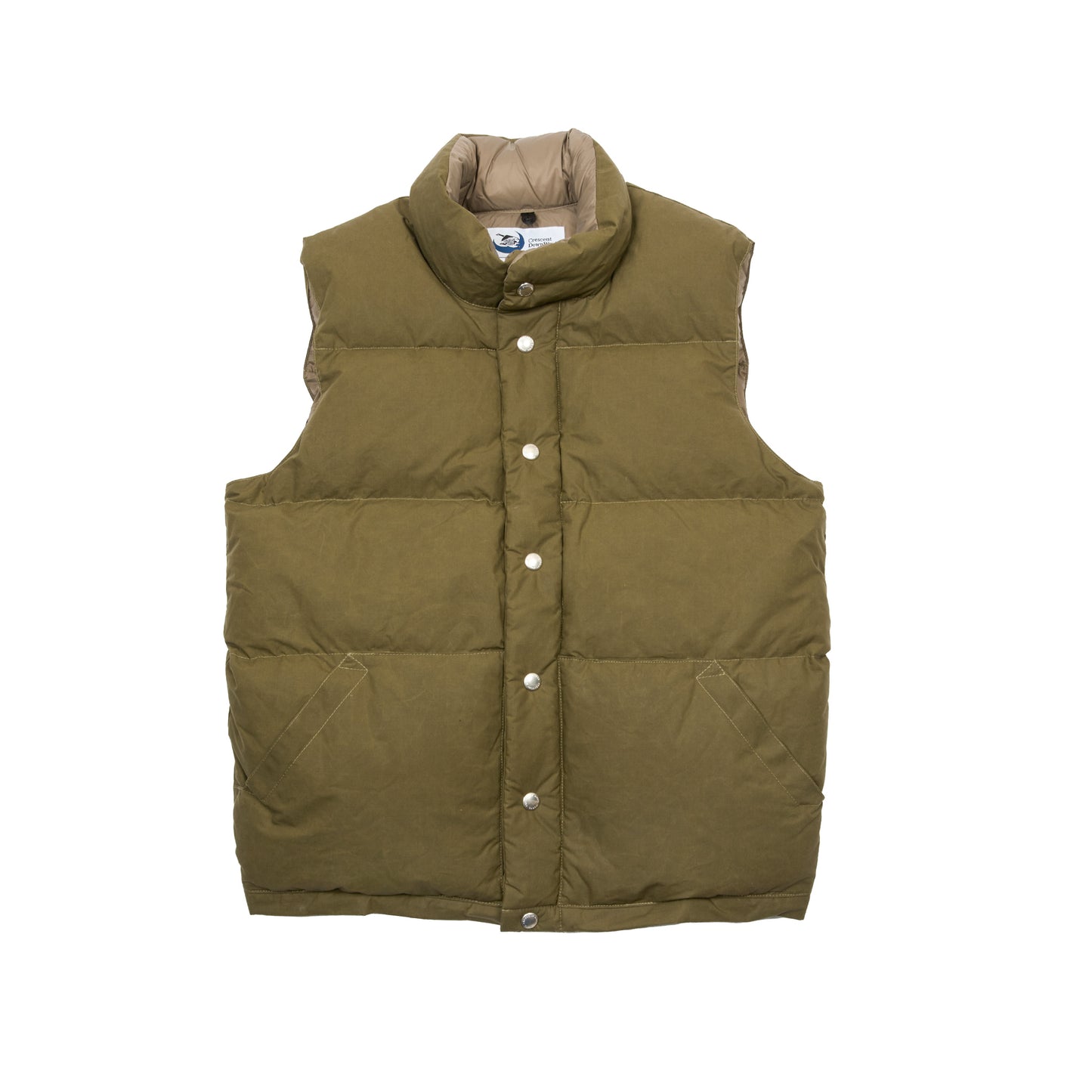 Crescent Down Works Wax Italian Vest in Douglas Green-Wood