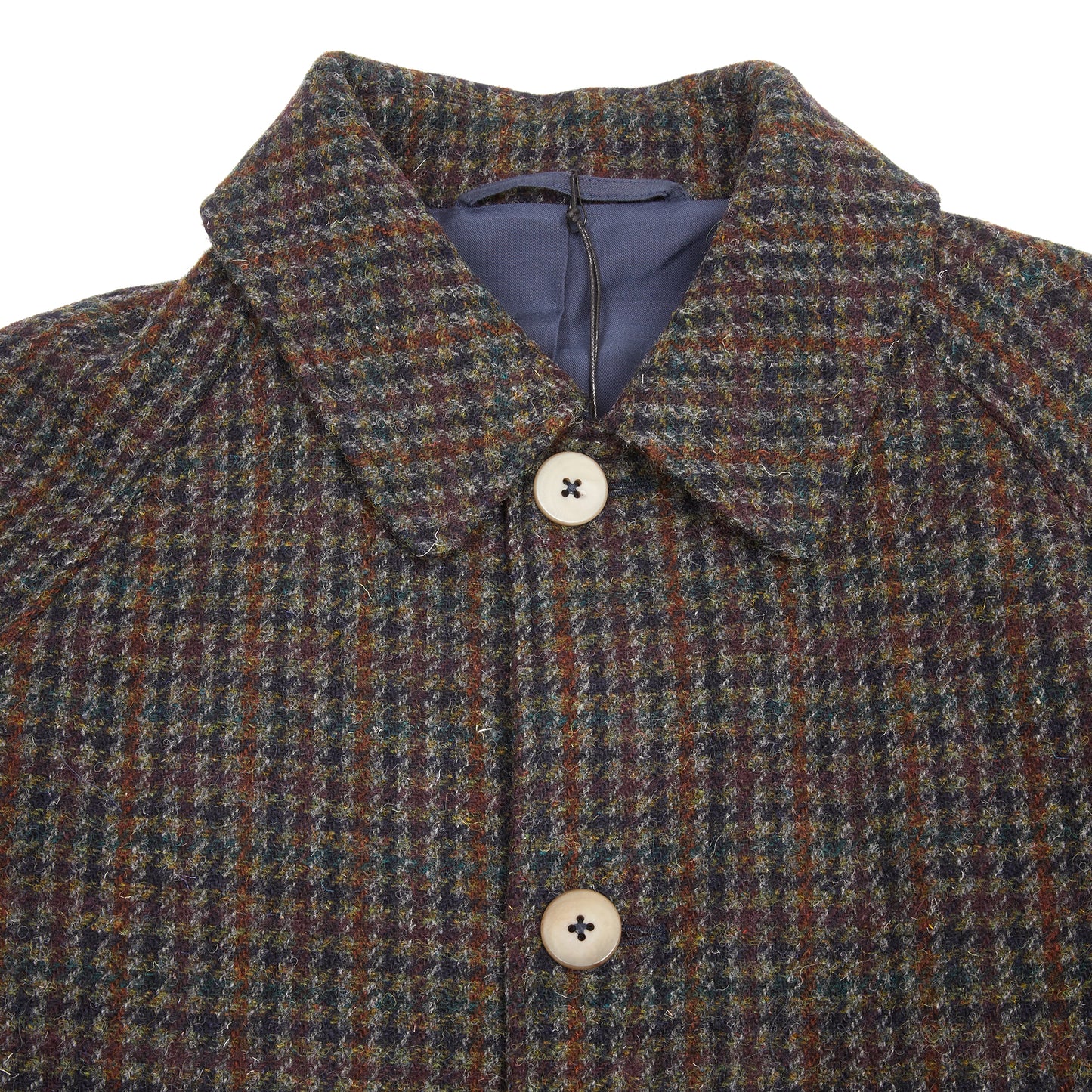 De Bonne Facture Harris Tweed Camargue Coat in Navy Houndstooth