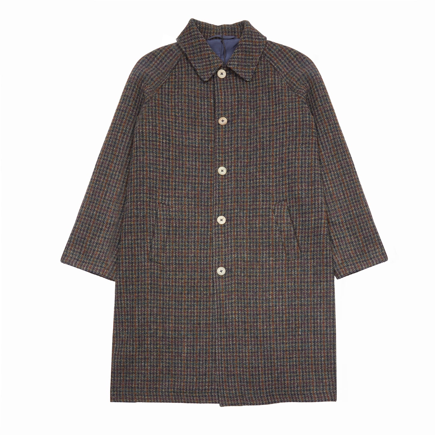 De Bonne Facture Harris Tweed Camargue Coat in Navy Houndstooth