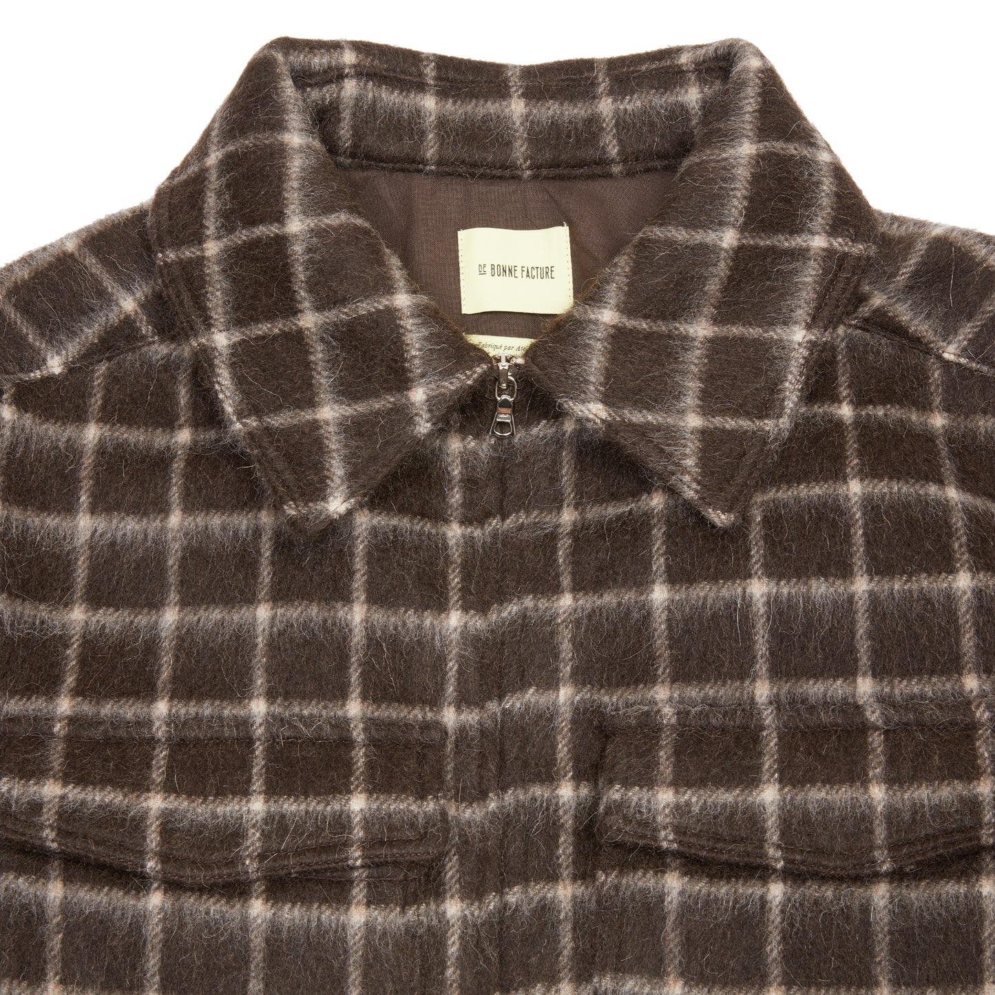 De Bonne Facture Baby Llama Student Jacket in Brown Windowpane Check