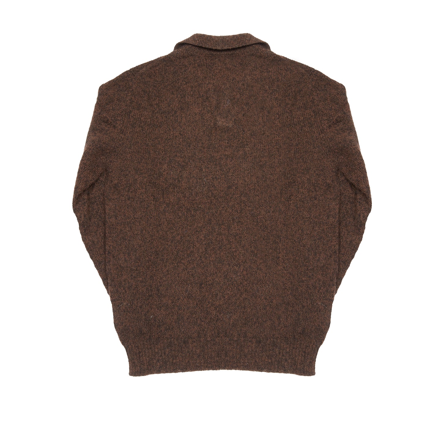 De Bonne Facture Wool Polo Shirt in Heathered Bark Brown
