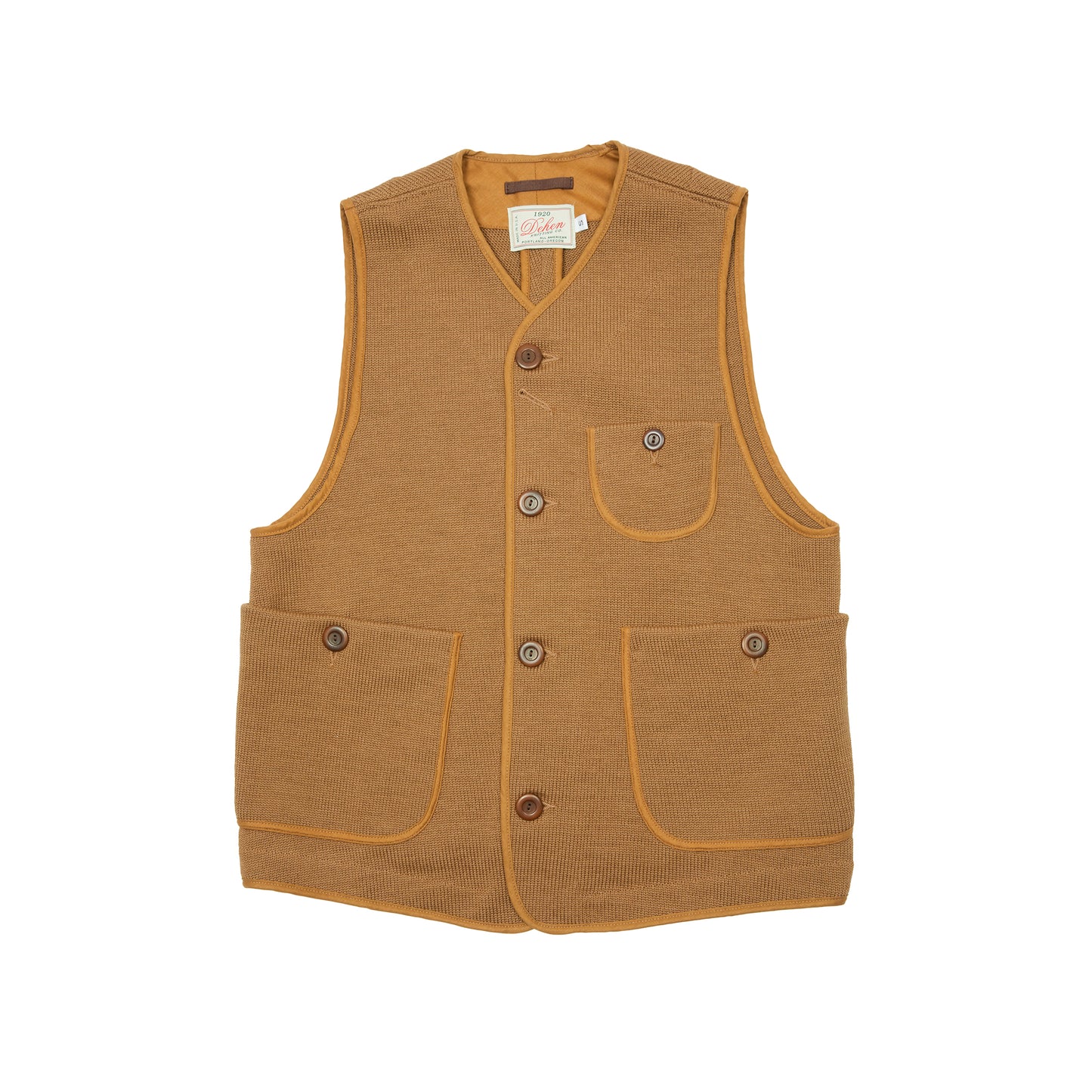 Dehen Wool Knit Vest in Dark Tan